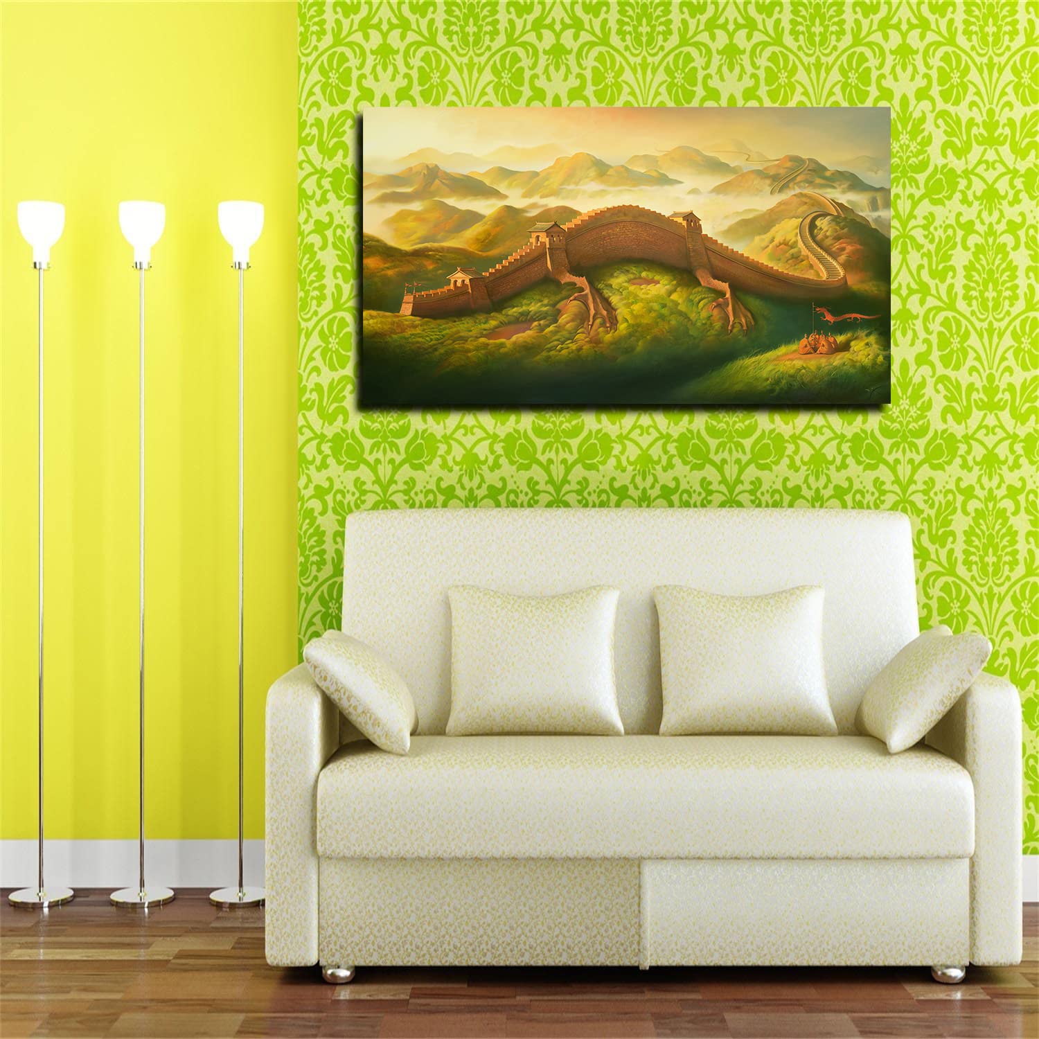 Vladimir Kush Dragon Defence Wall Art - Large Framed Canvas Painting in Dali Surrealist Style - Ready to Hang Home Decor for Bedroom, Living Room & Office - Perfect for Fantasy Lovers & Modern Interior Design