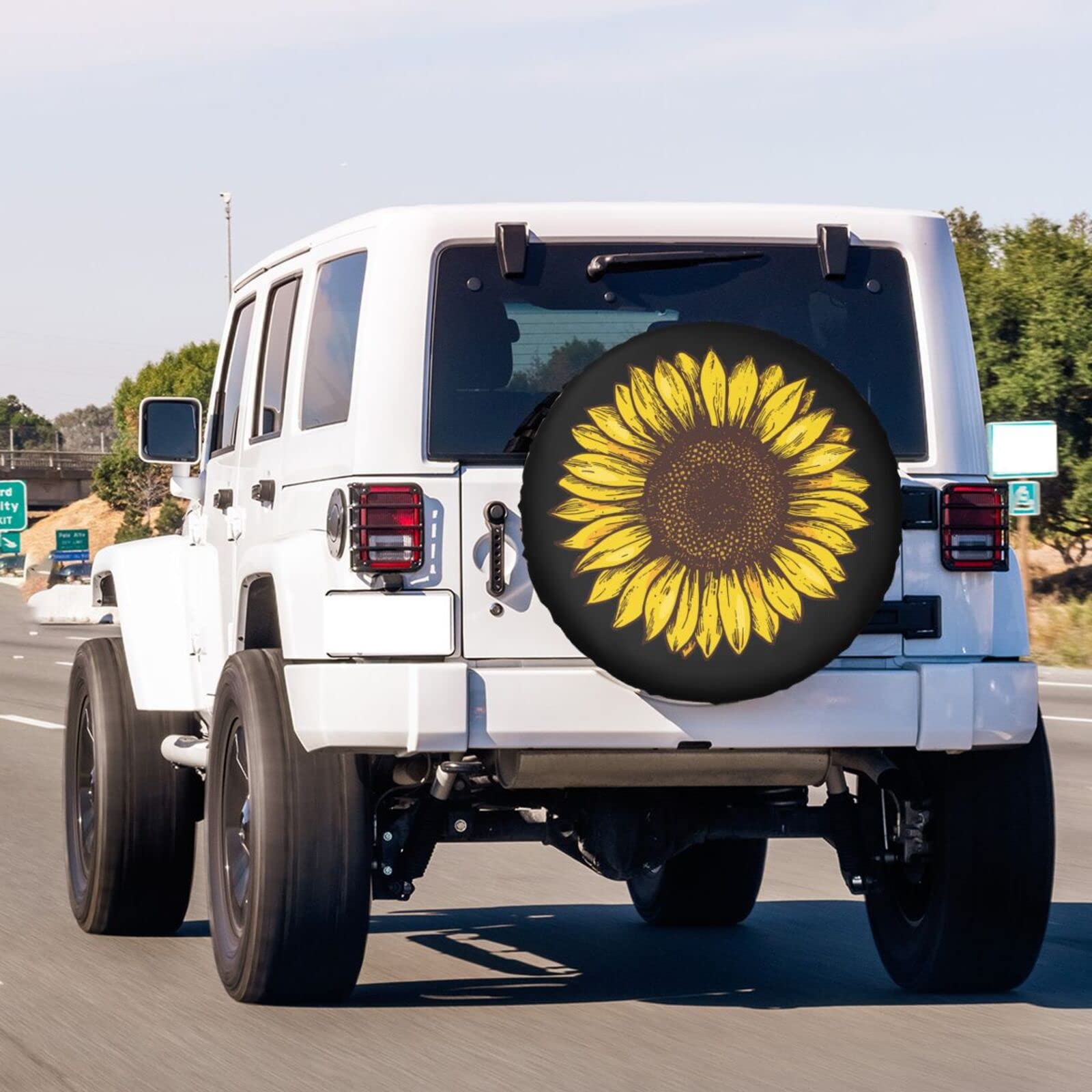Retro Sunflower Spare Tire Cover - 14 Inch Dust-Proof Wheel Protector for Trailers, RVs, SUVs & More | Perfect for Outdoor Adventures & Road Trips