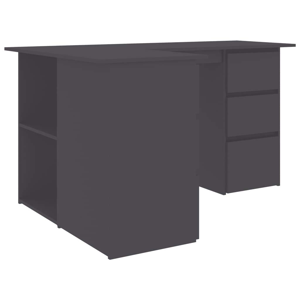Compact L-Shaped Corner Desk with Storage Shelf - 57.1