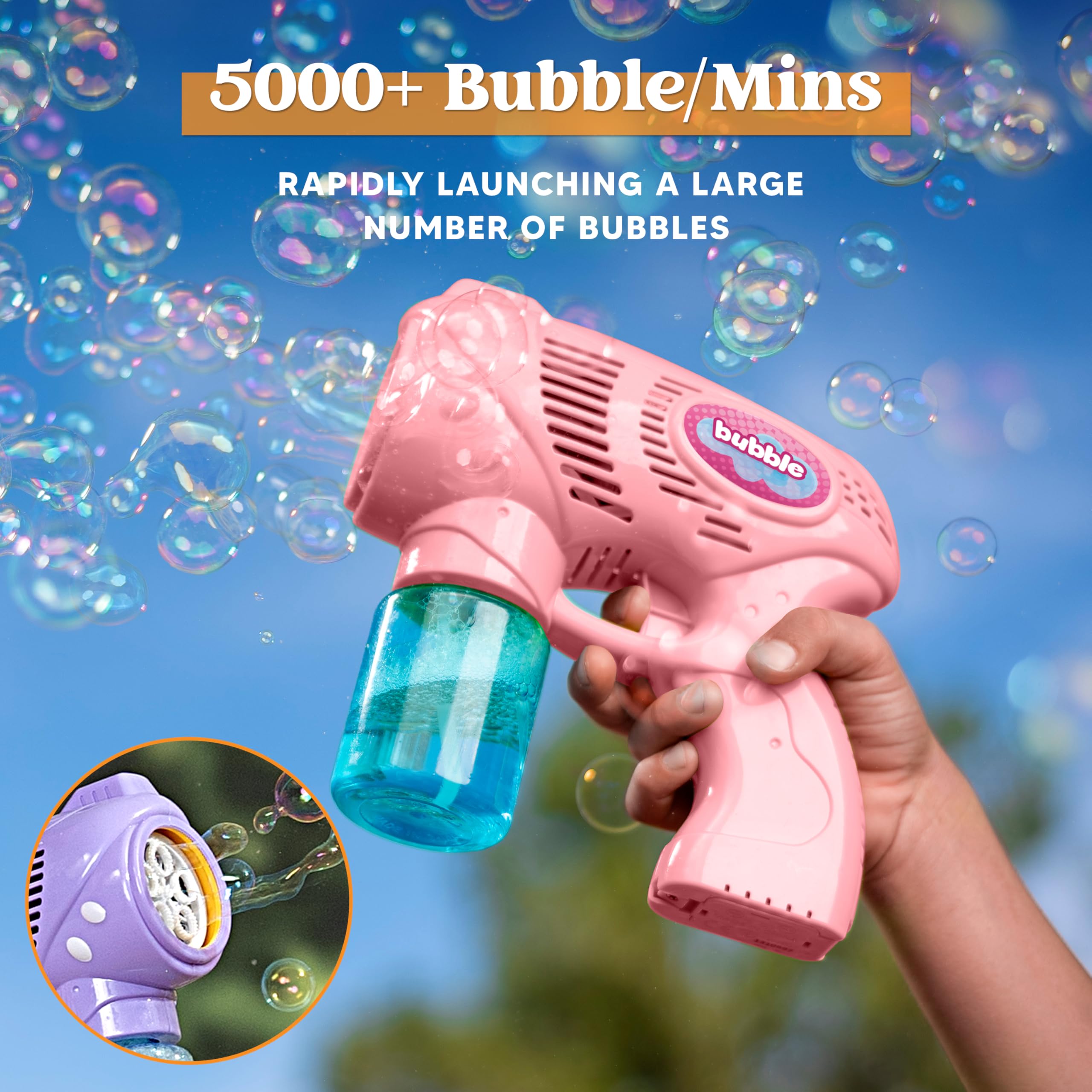 JOYIN Bubble Guns for Kids - 2 Pack with Refill Solution for Outdoor & Party Fun
