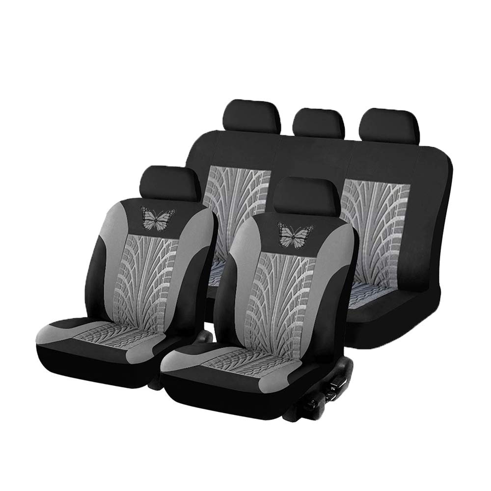 Universal Car Seat Cover Full Set - Fesjoy Butterfly Pattern Embroidery Auto Seat Covers for Most Vehicles | Waterproof & Comfortable Interior Accessories | Perfect for Daily Commute, Road Trips & Car Protection