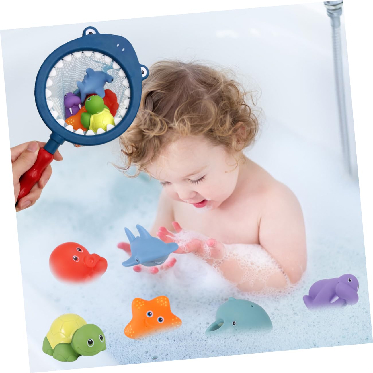 VICASKY 6-Piece Bath Toy Set with Funny Fountain - Blue Water Play Toys for Toddlers & Kids | Bathtub, Pool & Outdoor Splash Fun