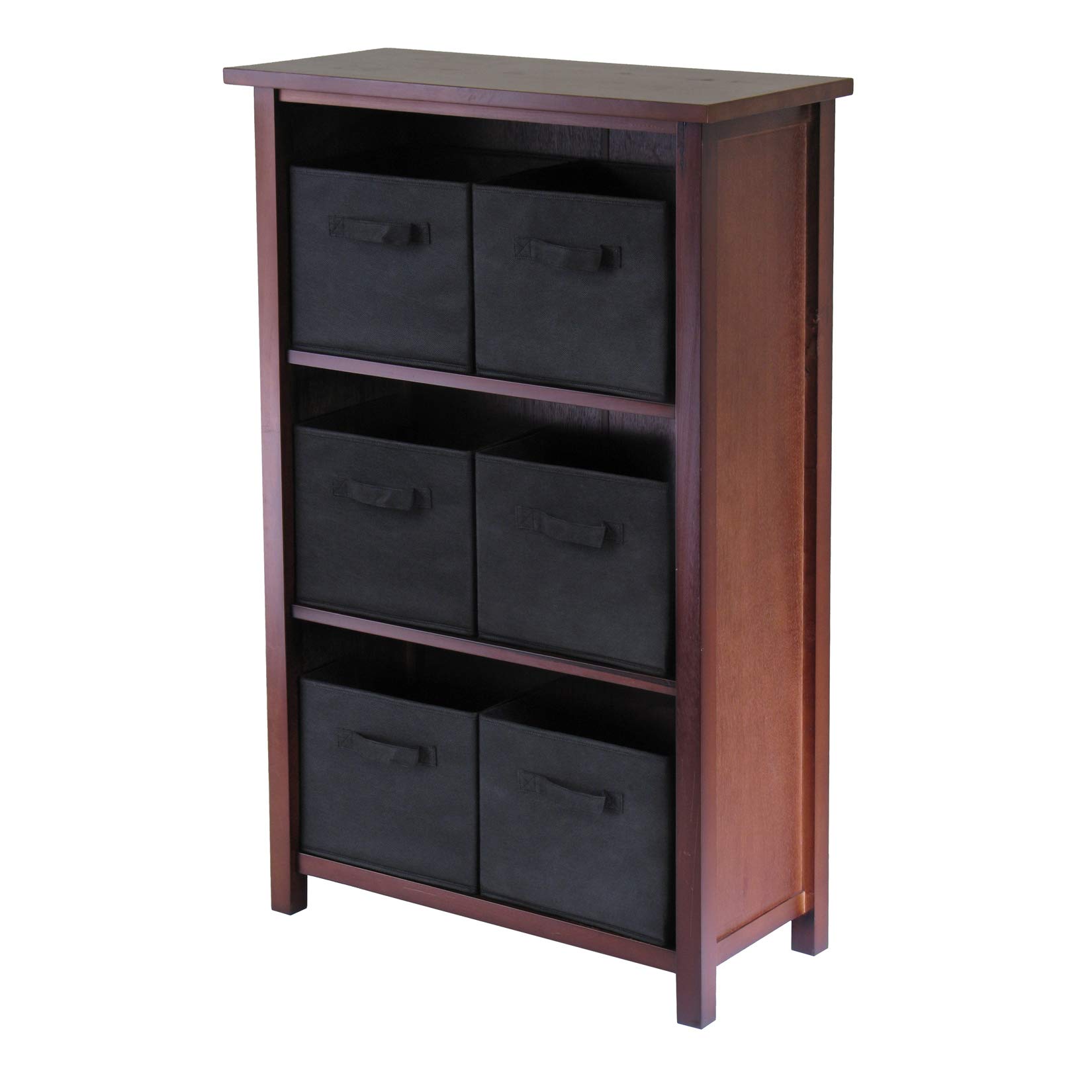Winsome Verona 6-Drawer Small Storage Organizer in Walnut/Black - Perfect for Bedroom, Office, and Home Organization