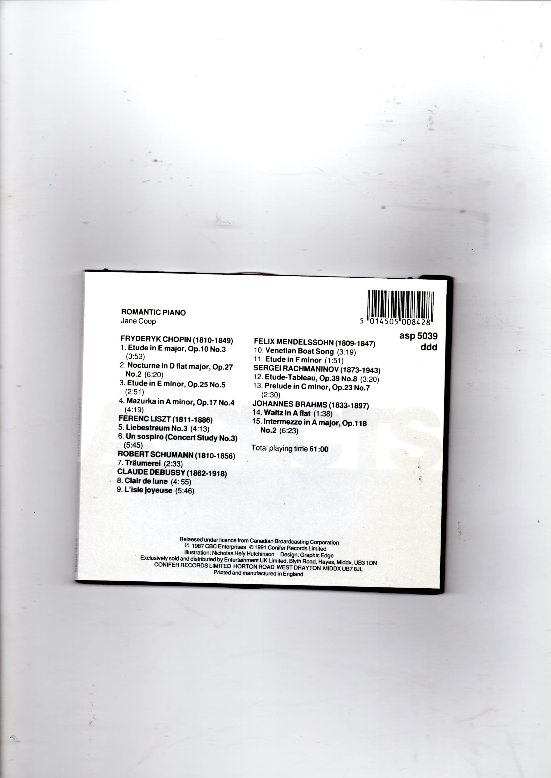Romantic Piano by Jane Coop | Classical Music CD | UK Import | Perfect for Relaxation, Dinner Parties & Romantic Evenings