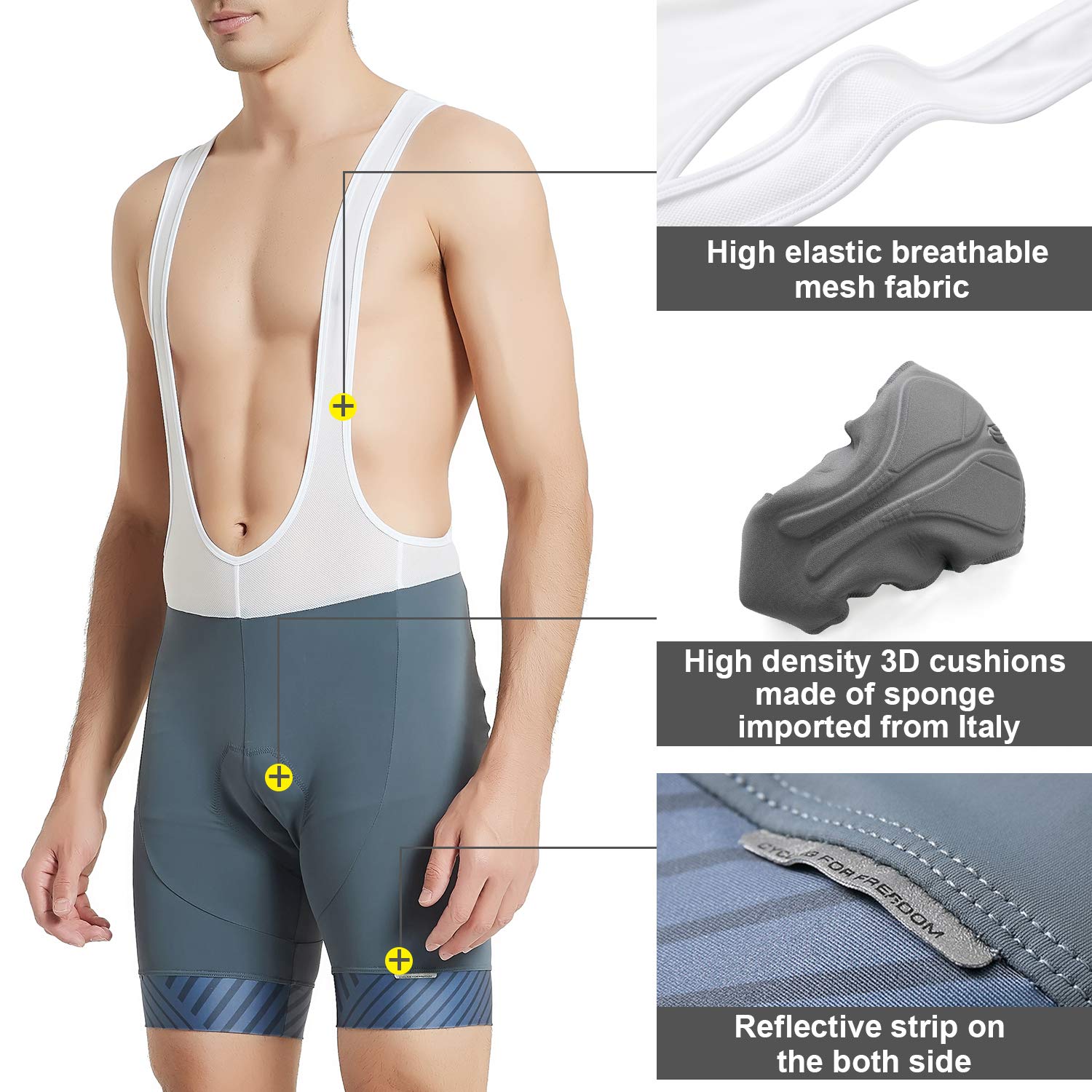 Santic Men's 3D Padded Cycling Bib Shorts - Breathable Black Bike Shorts with Comfortable Chamois for Road & Mountain Biking | Perfect for Training, Racing & Long Distance Cycling