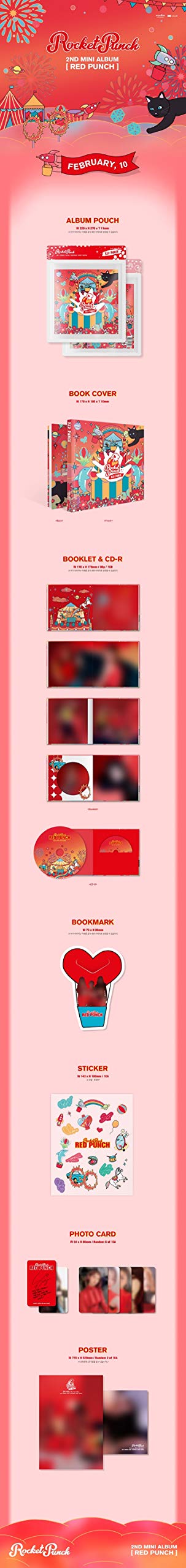 Rocket Punch 'Red Punch' 2nd Mini Album CD Set - 80p Booklet, Photocard, Bookmark, Sticker & Pouch | Kpop Collectibles for Fans | Perfect for Gifts, Display & Kpop Collections