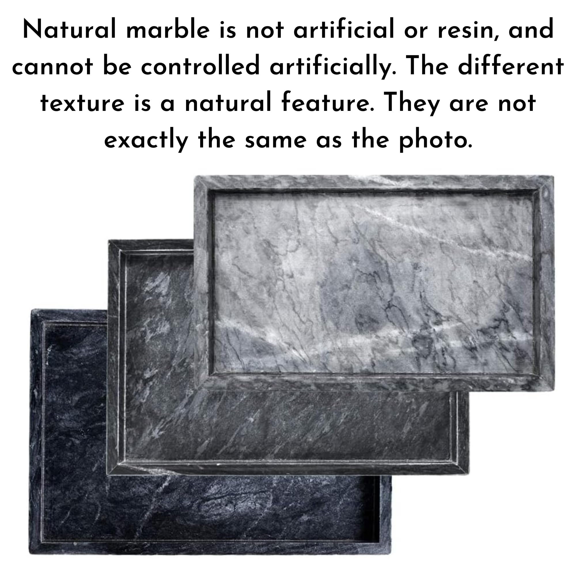 Natural Marble Tray for Home Decor - Stone Organizer for Desktop, Kitchen, Vanity & Bathroom - Elegant Plate Holder for Candles, Soap, Towels & Plants - Perfect for Coffee Table Display & Bathroom Organization (Black, Medium 10