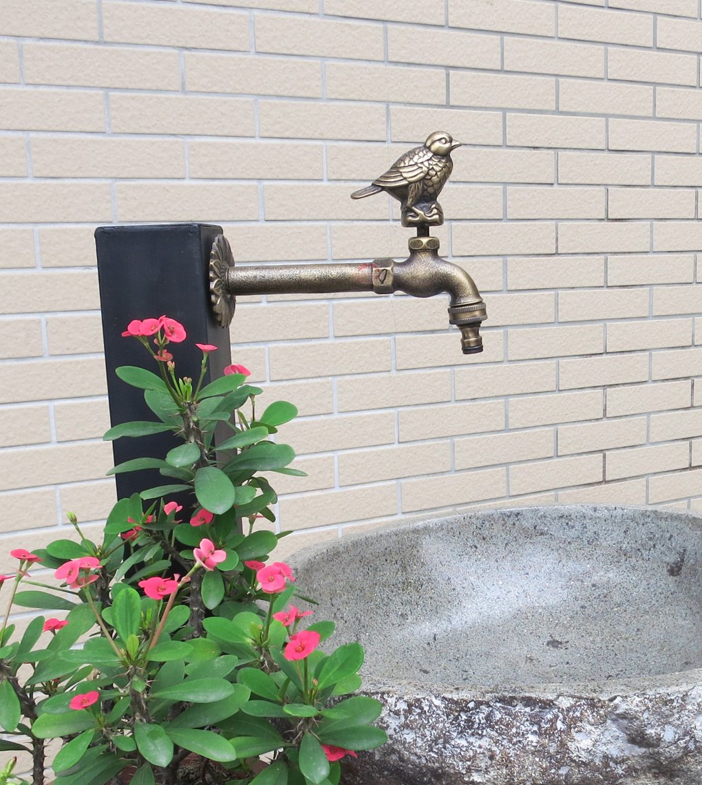 Decorative Brass Bird Garden Outdoor Faucet with Brass Connector - Perfect for Patio, Yard, and Garden Watering Decor