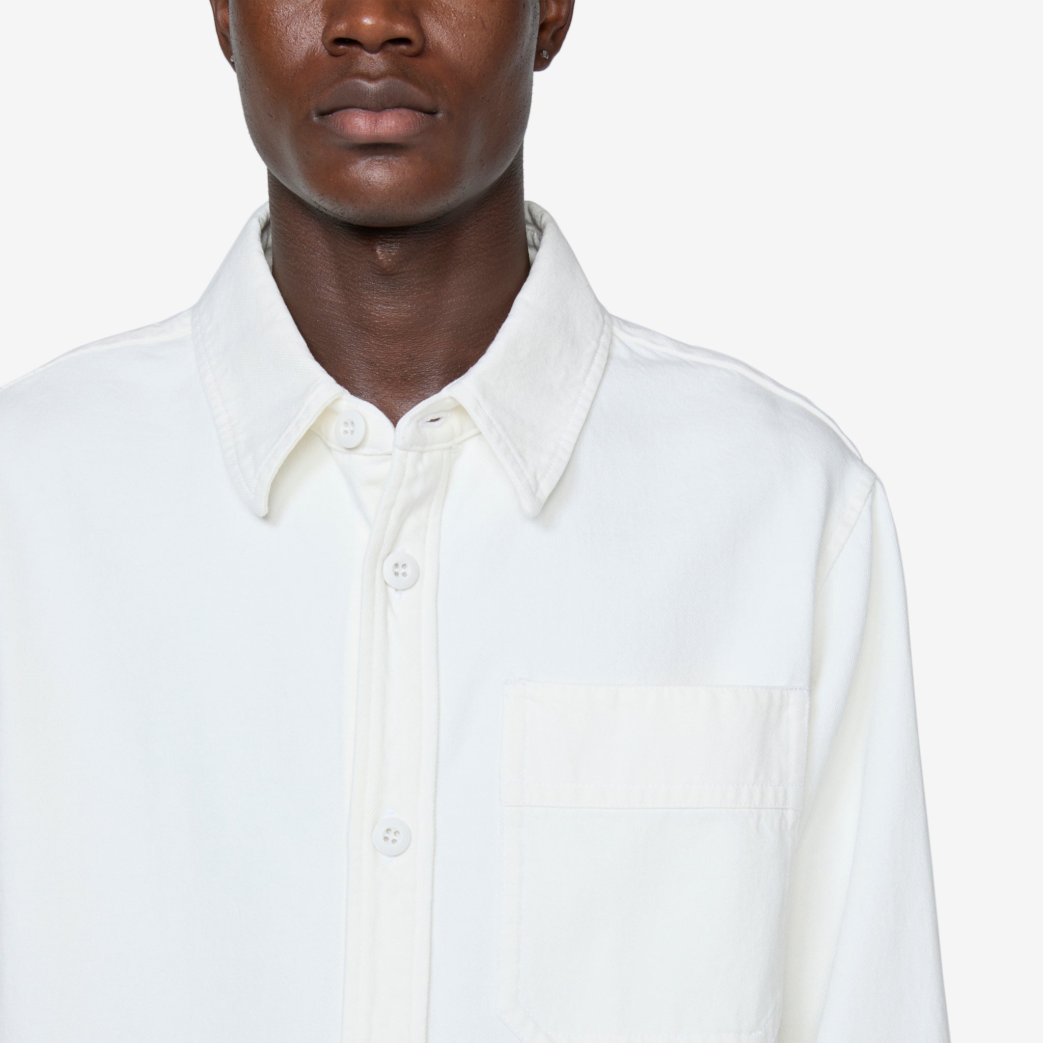 Embroidered Basile Overshirt in Eggshell White - Stylish Layering Piece for Men's Casual Outfits & Streetwear Fashion