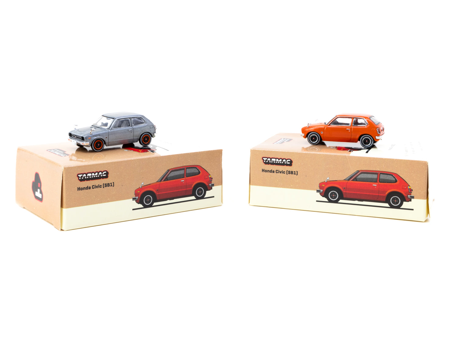 J Collection x Tarmac Works 1/64 Scale Honda Civic (SB1) Orange Diecast Model Car - COLLAB64 Series for Collectors & Racing Enthusiasts - Perfect for Display, Gifts & Diorama Scenes