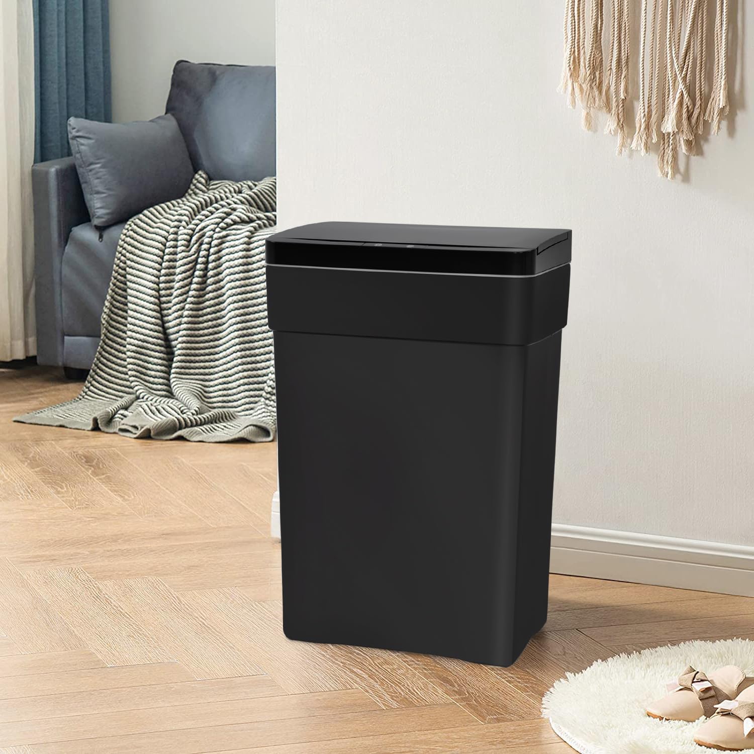 PayLessHere 13 Gallon 50L Automatic Motion Sensor Trash Can with Lid - Touch-Free Kitchen Trash Bin, Black (Perfect for Home, Office & Restaurant Use)