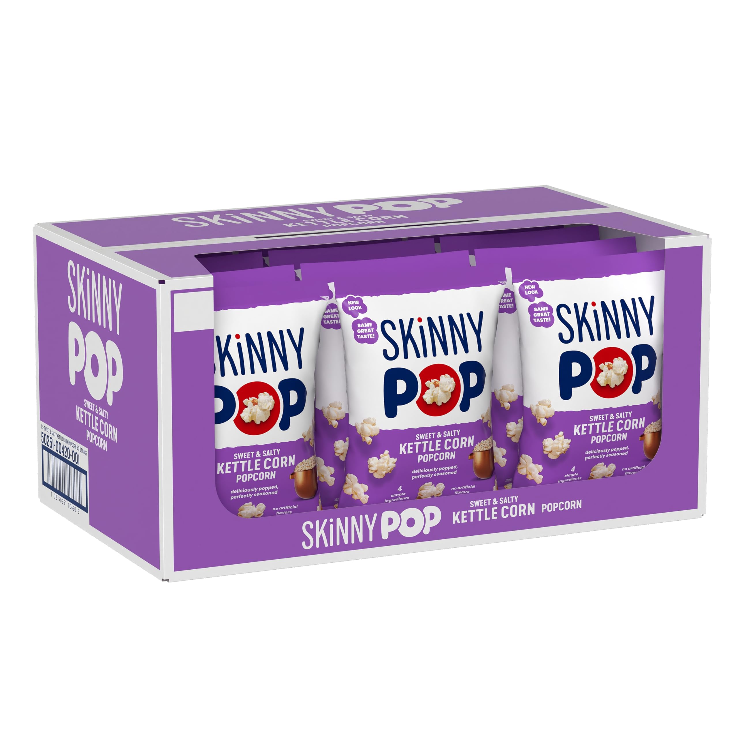SkinnyPop Sweet & Salty Kettle Popcorn - Gluten Free & Non-GMO Healthy Snacks (12 Pack) for Movie Nights & Parties
