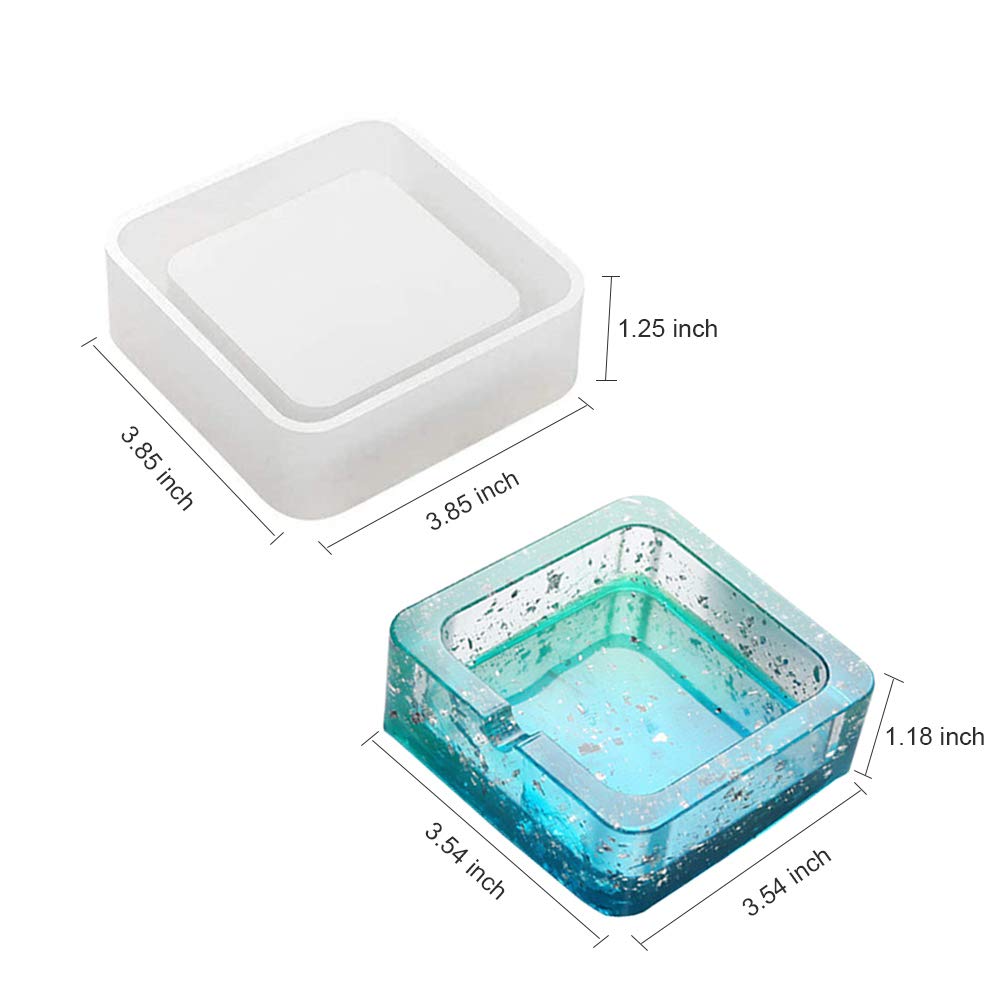 2 Packs Square Ashtray Silicone Molds for Resin Casting - DIY Epoxy Resin Art Craft Supplies - Perfect for Home Decor, Gift Making & Smoking Accessories