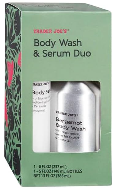 Trader Joe's Bergamot Body Wash & Serum Duo - Niacinamide & Ceramide for Hydration - Perfect for Dry Skin Care