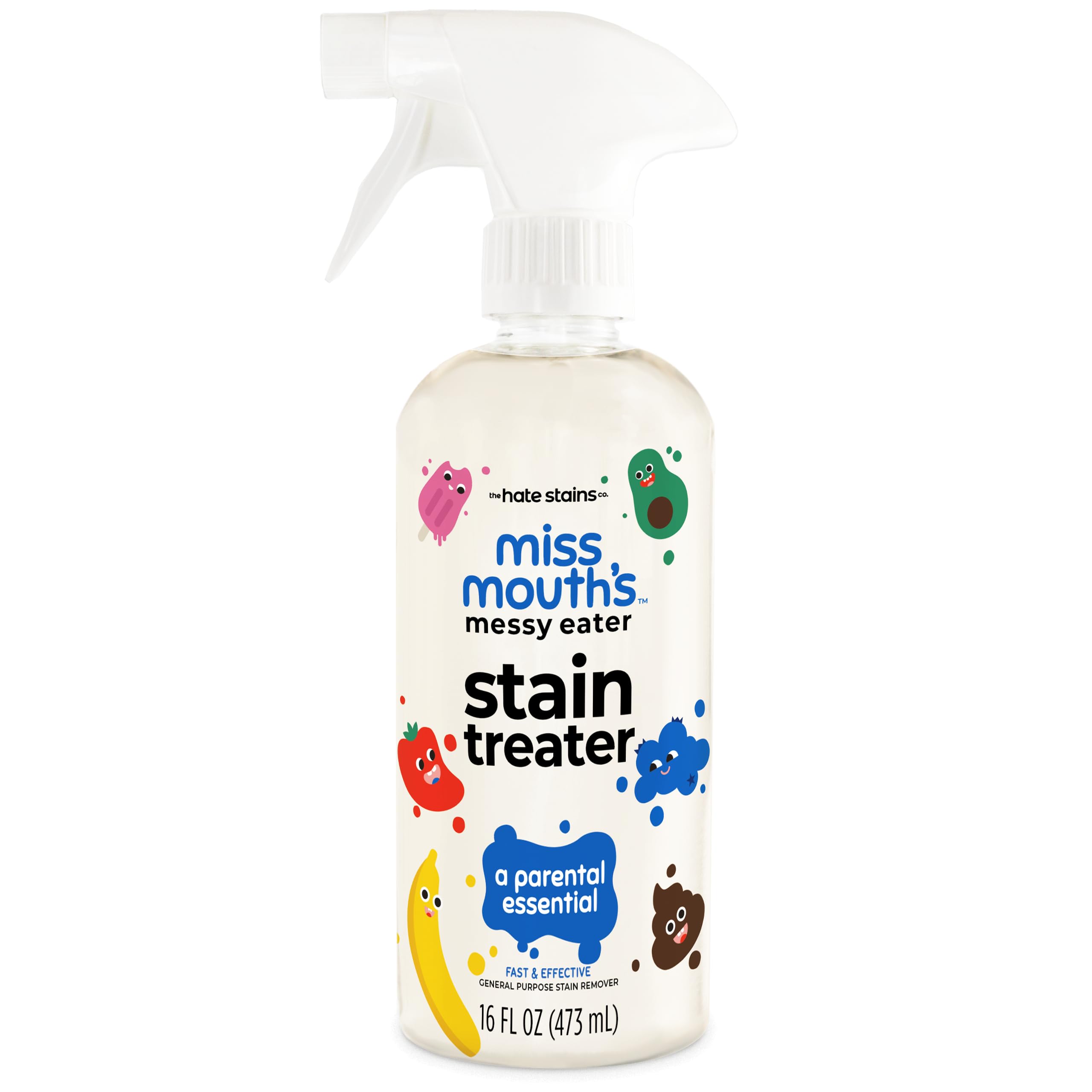 Miss Mouth's Messy Eater Stain Treater Spray - 16oz Baby Stain Remover for Clothes | Food, Grease & Coffee Stain Remover for Laundry, Underwear & Fabric | Newborn & Baby Essentials | Perfect for Spills, Mealtime Messes & Everyday Stains