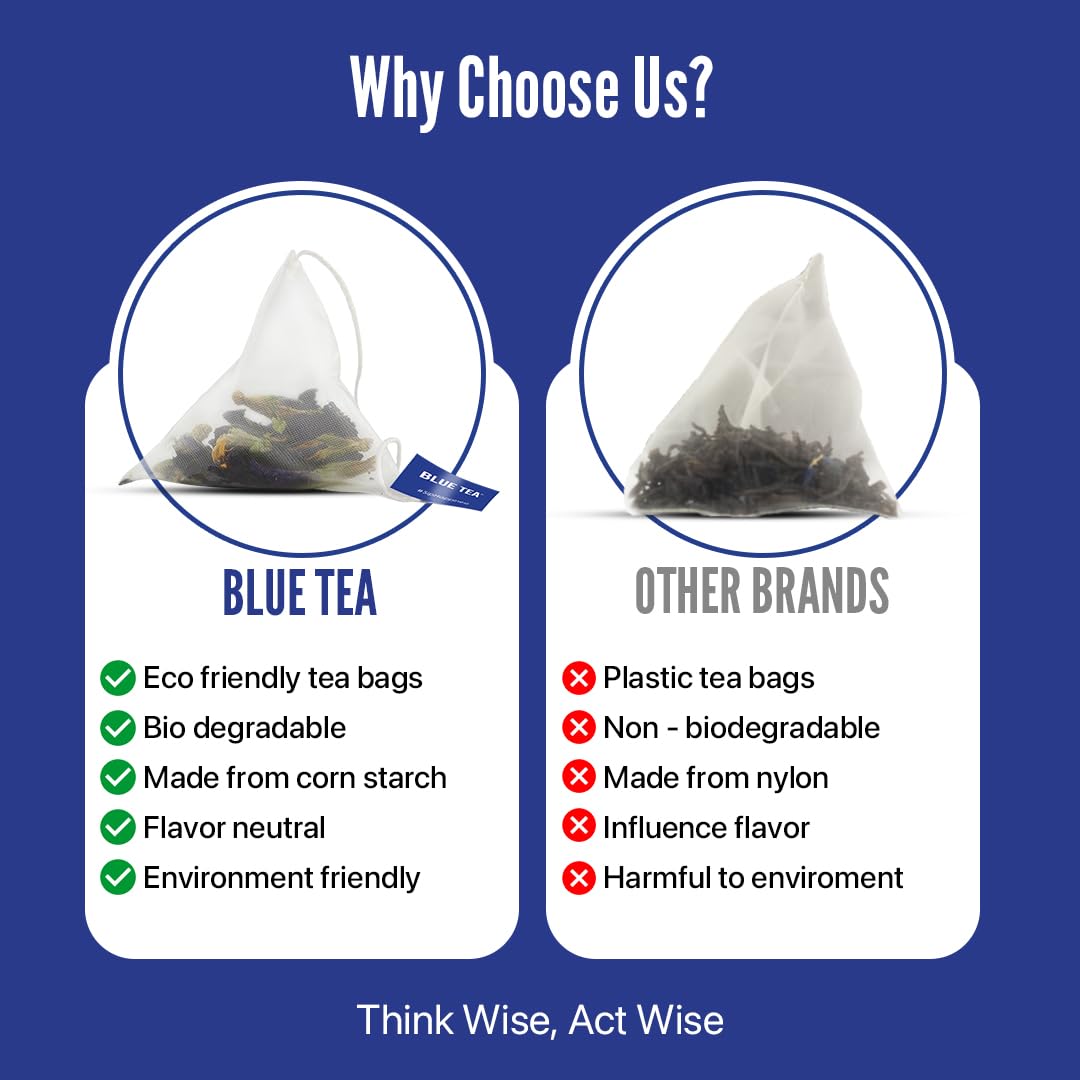 Organic Blue Butterfly Pea Flower Tea with Lavender - 30 Pyramid Tea Bags | Antioxidant Rich Herbal Tea | Caffeine Free, Vegan, Gluten Free, Non-GMO | Detox & Relaxation | Perfect for Stress Relief, Meditation & Wellness Rituals | Eco-Friendly Tin Packaging