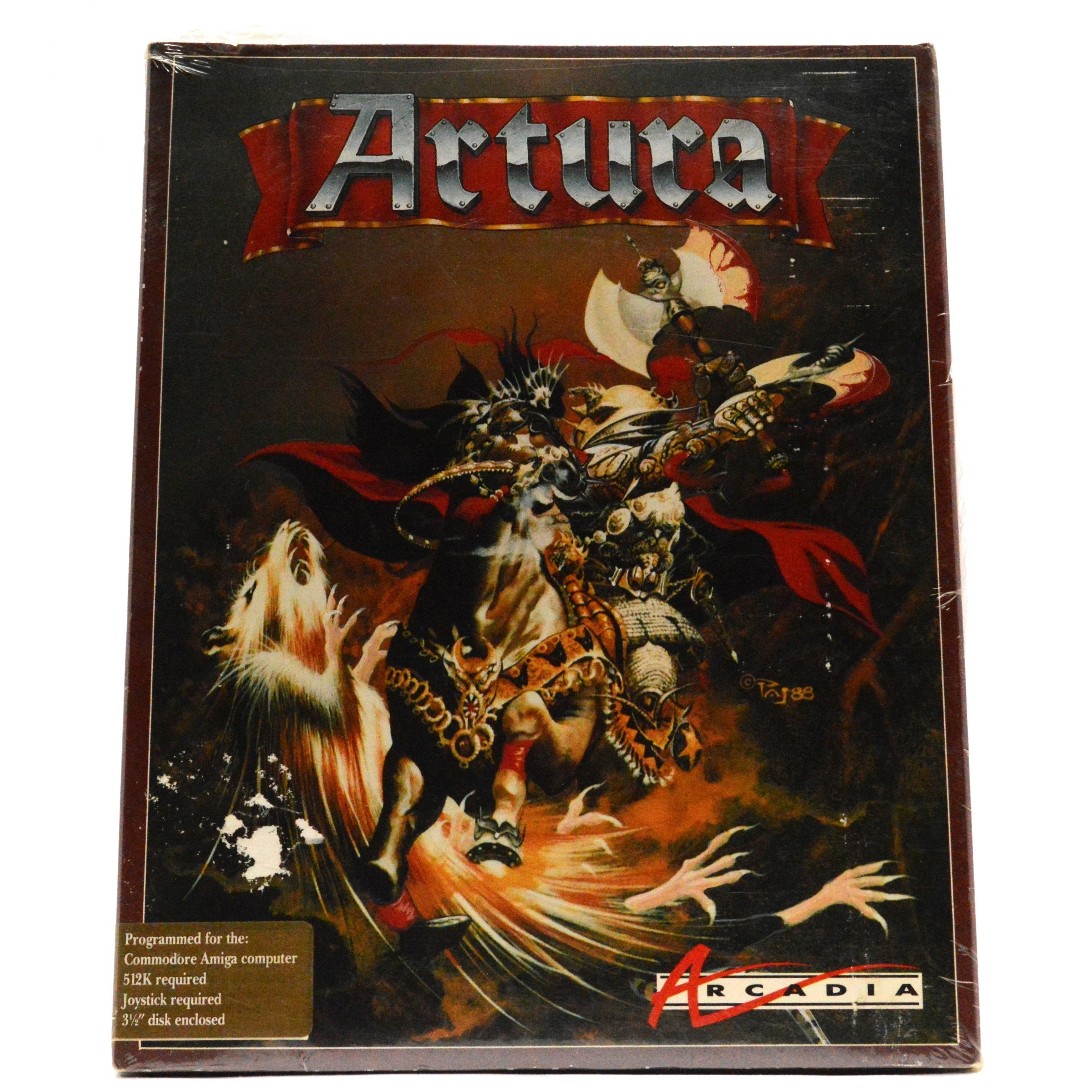 Vintage AMIGA 512K ARTURA Factory Sealed Computer Game - Arcadia 1989 Collector's Edition (1 of 2) - Perfect for Retro Gaming Enthusiasts & Classic Computer Collectors