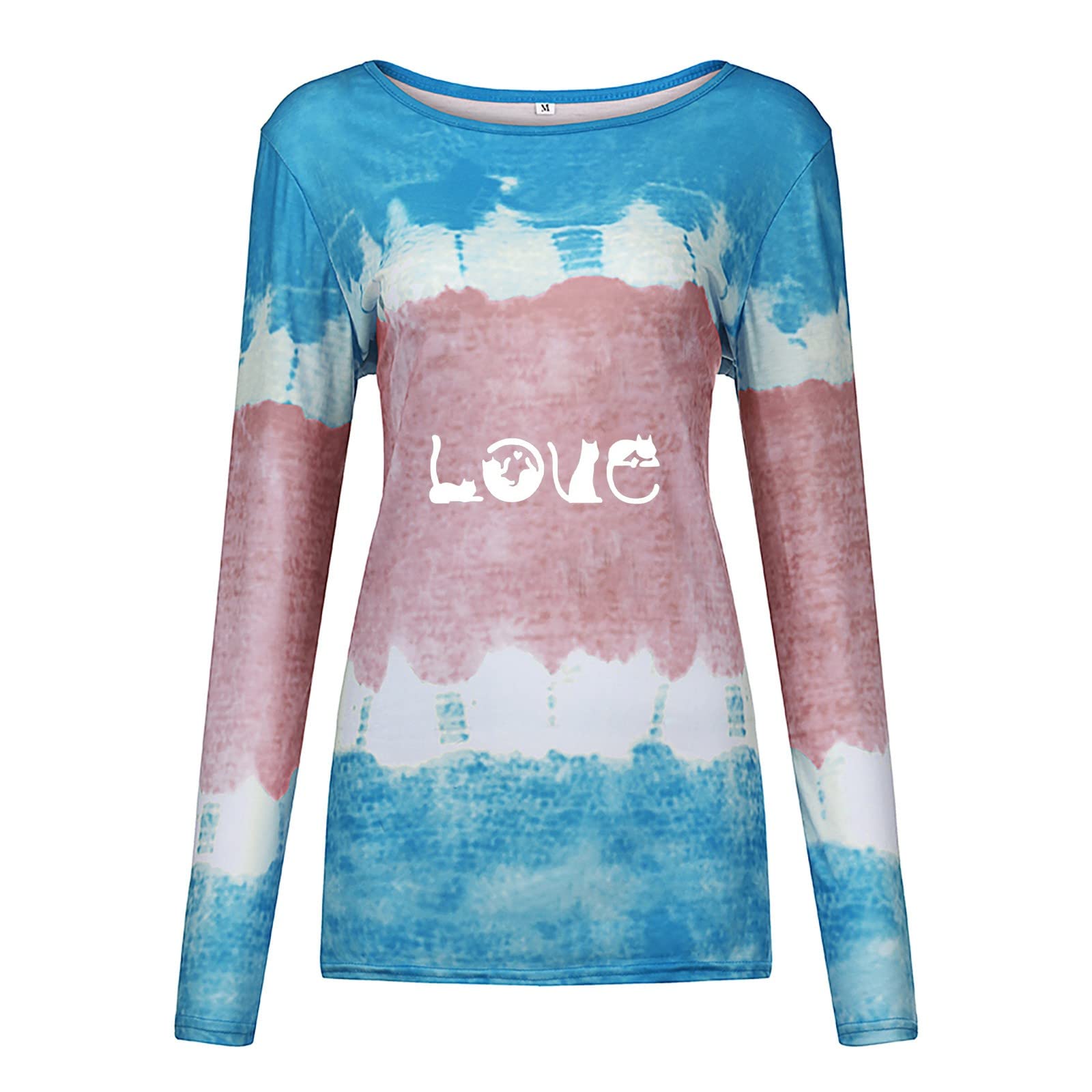 Tie Dye Long Sleeve T-Shirt for Women - Space Apparel Printed Crew Neck Top (Sizes S-2XL) | Casual Wear, Festival Outfit, Everyday Fashion