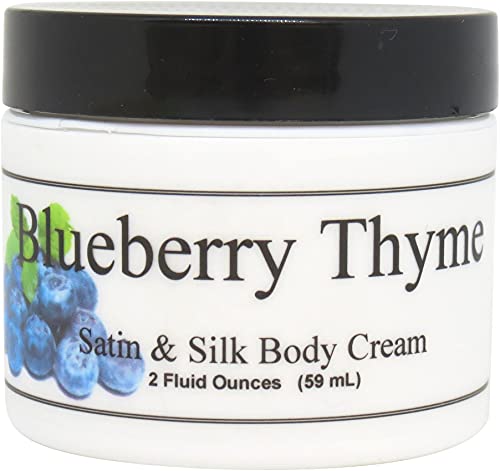 Blueberry Thyme Satin & Silk Body Cream - Ultra Hydrating Lotion for Dry Skin, 2 oz | Perfect for Daily Moisturizing & Nighttime Skincare Routine