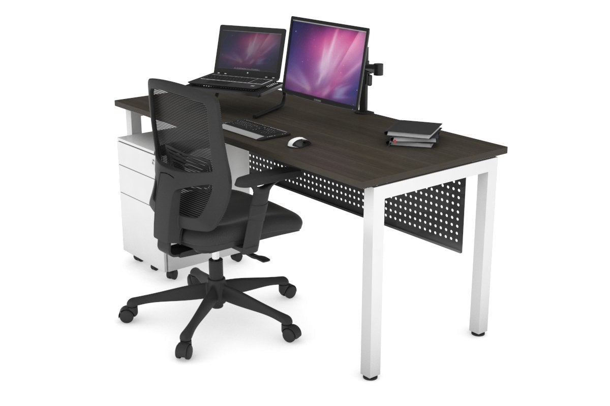 Modern Quadro Square Legs Office Desk 1400L x 700W - Sturdy Workstation for Home Office, Study Room & Small Business Spaces