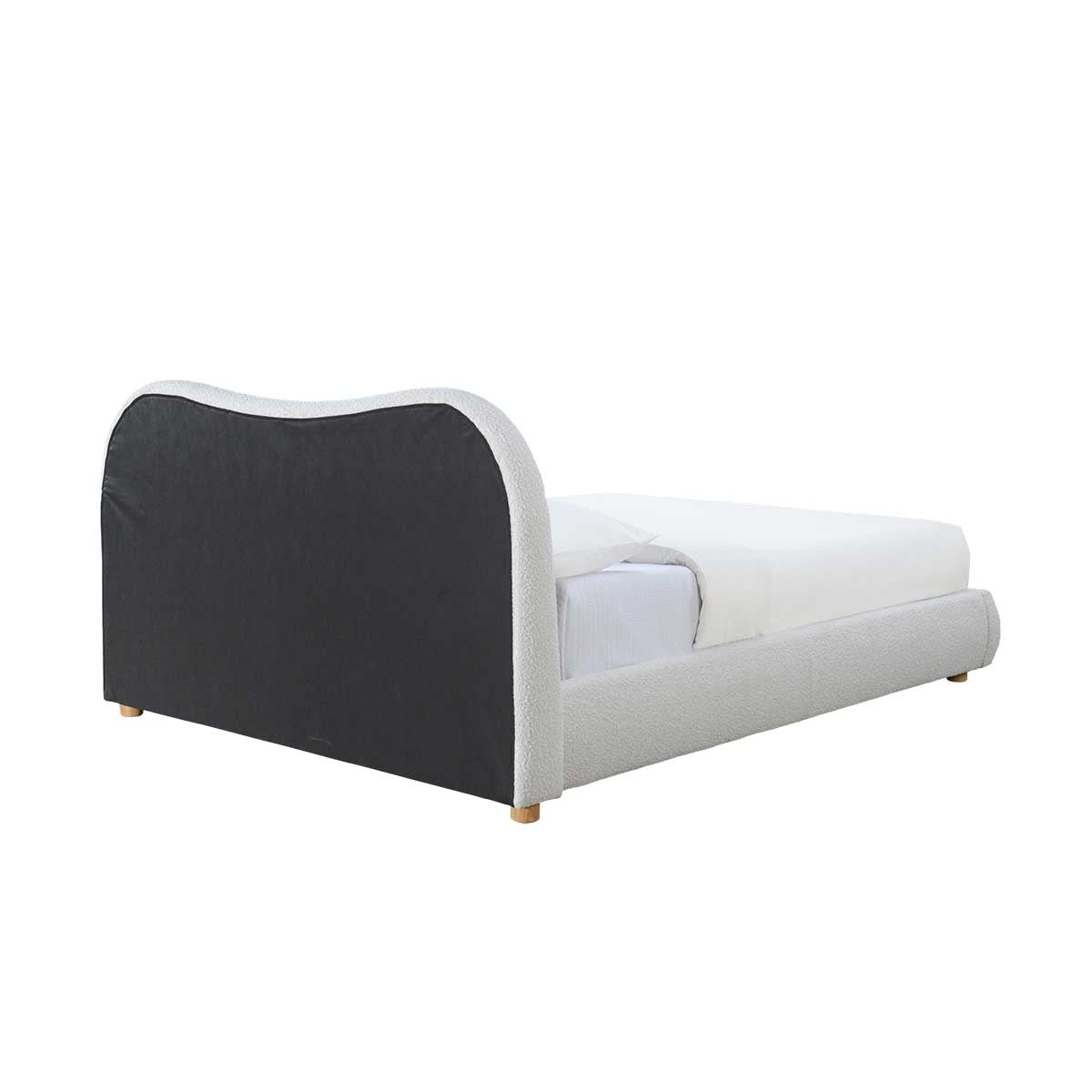 Cloud Boucle King Bed Frame - Oak Finish with Cream Upholstery | Modern Bedroom Furniture for Luxurious Comfort & Style