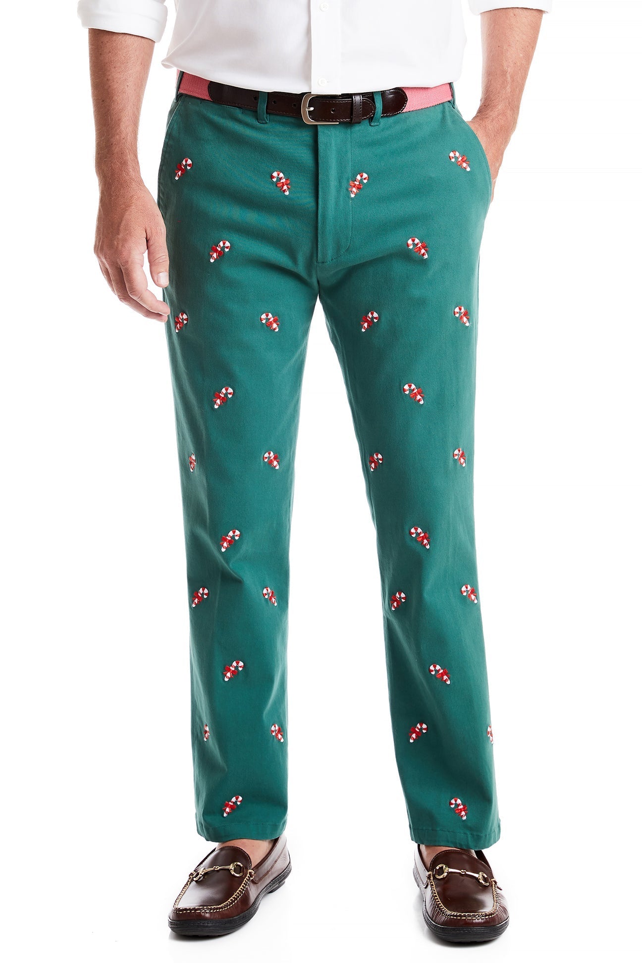Stretch Twill Hunter Harbor Pant with Candy Cane Print - Comfortable Casual Pants for Outdoor Adventures and Holiday Gatherings