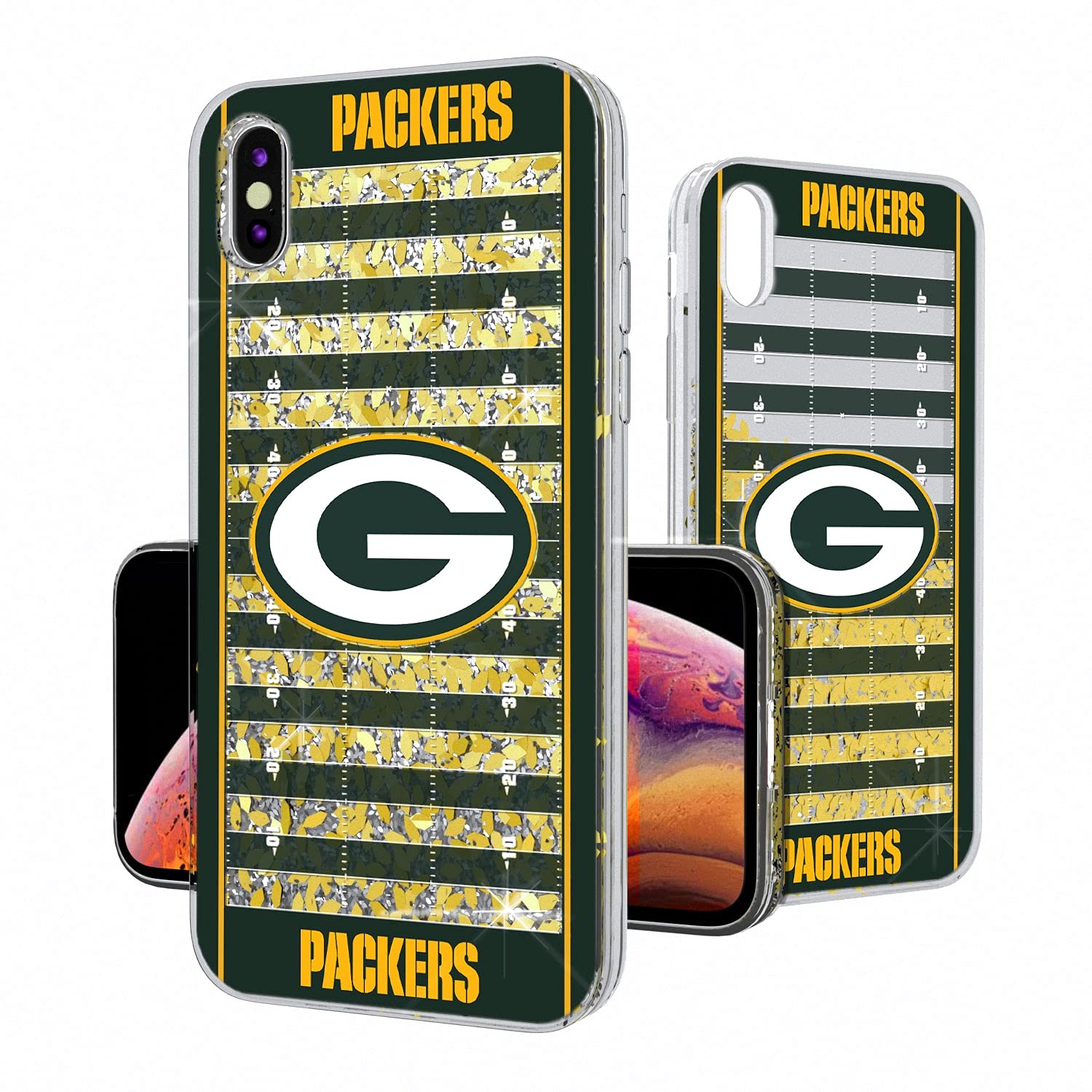 Green Bay Packers iPhone Case with Glitter Field Design - Durable Protective Cover for iPhone 13/14/15 - Perfect for Game Day, Tailgating & Packers Fans