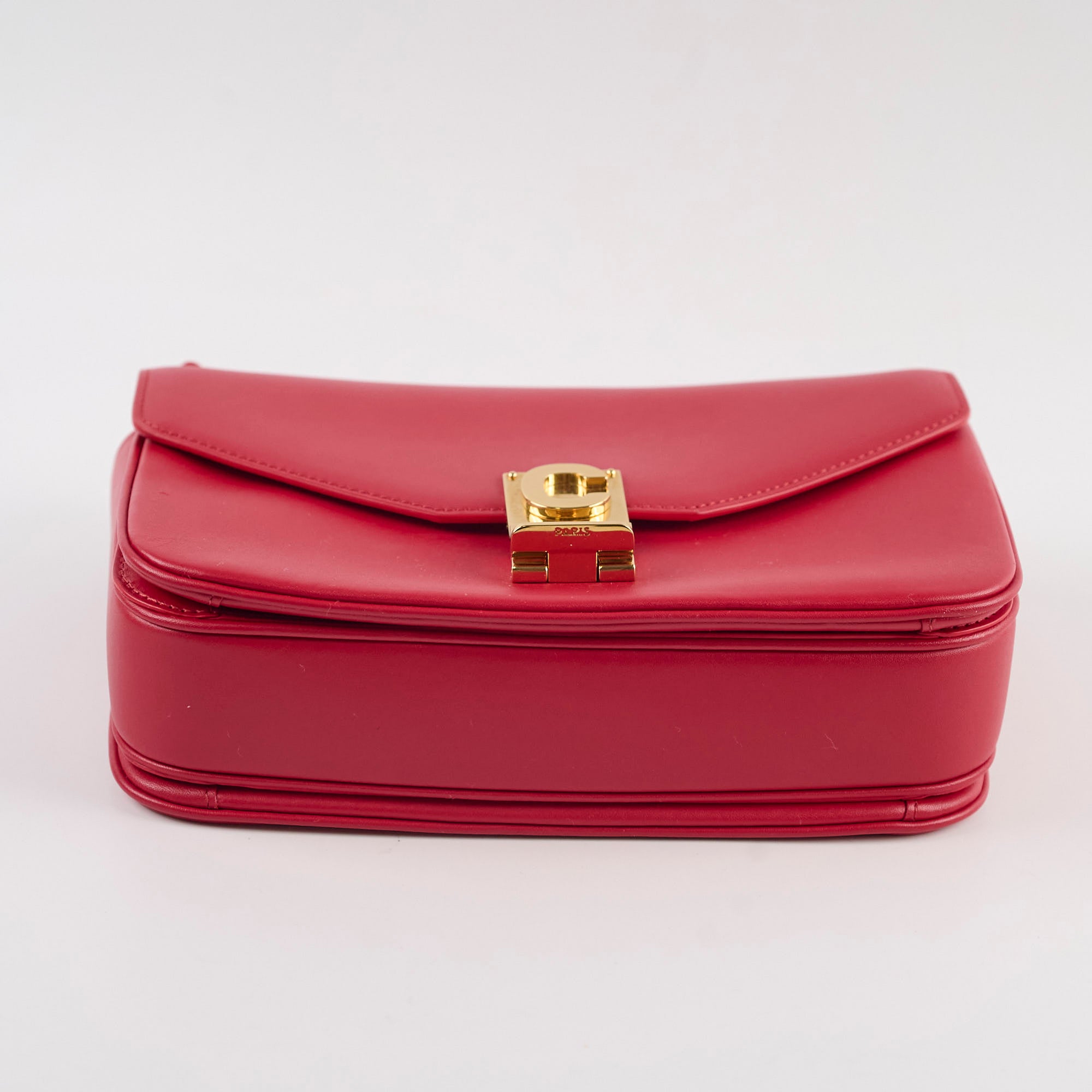 Celine Red C Logo Bag Smooth Calfskin Leather Handbag for Women - Luxury Designer Shoulder Bag for Work, Party & Everyday Use