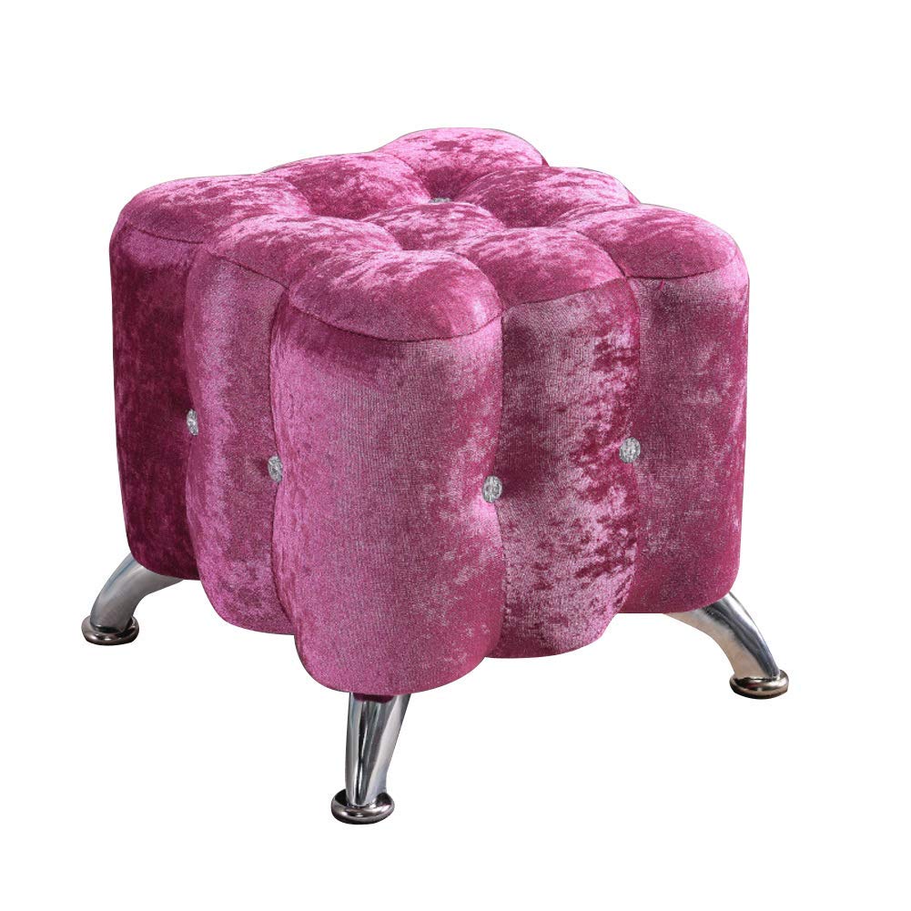 Multi-Function Cotton Linen Ottoman Cube - Flannel Velvet Footstool, Sofa Stool & Shoe Bench for Living Room (Purple, Red) | Perfect for Lounging, Extra Seating & Shoe Changing