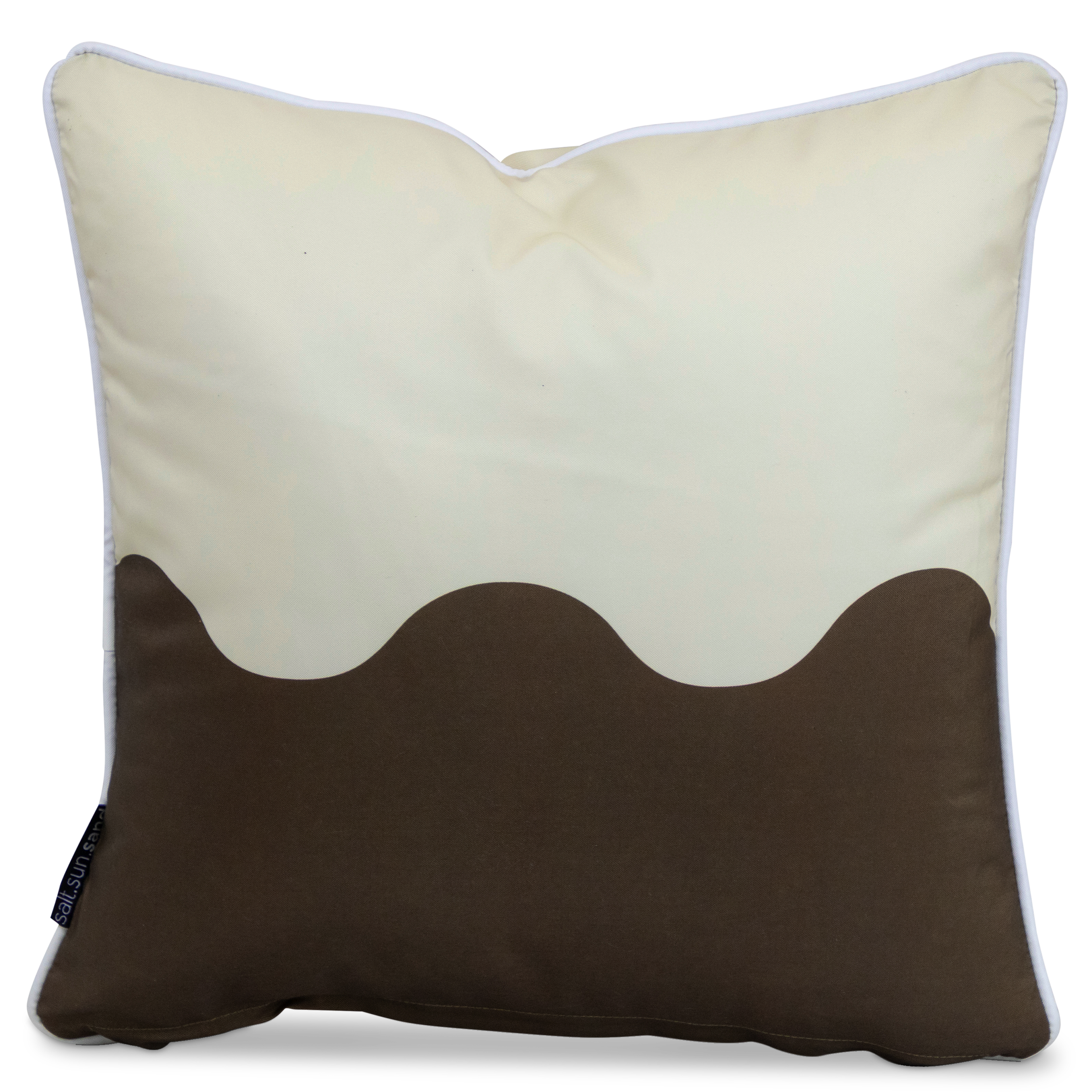 Premium Bondi Wave Chocolate Almond Outdoor Cushion - 45x45cm Waterproof Garden Seat Cushion with Piped Edges | Perfect for Patio Furniture, Poolside Loungers & Outdoor Sofas