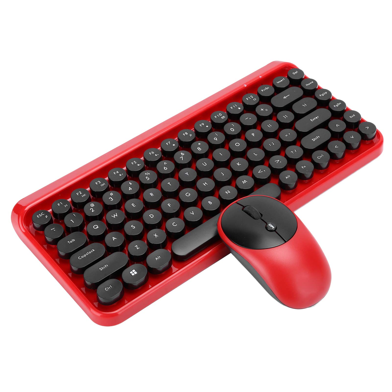 125 Wireless Keyboard and Mouse Combo - Punk Retro Dot Design, Universal Wireless Keyboard Mouse Set for PC, Laptop, Notebook - Perfect for Office Work, Gaming & Home Use (Red)
