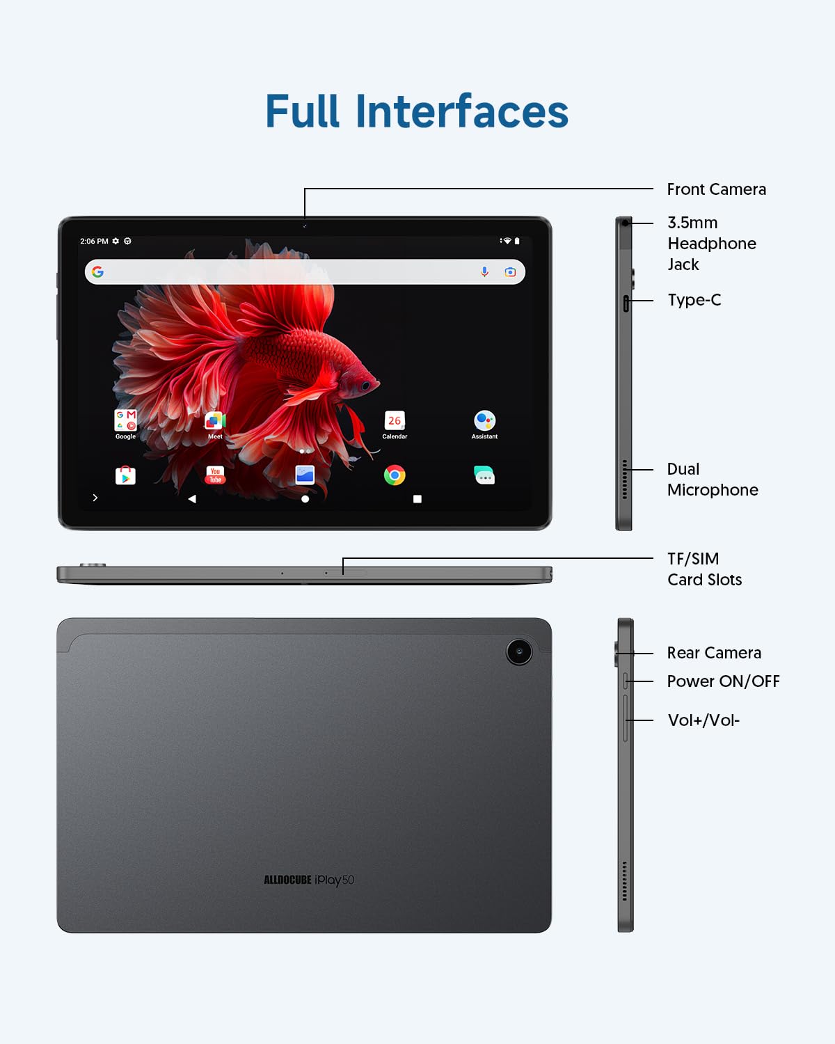 ALLDOCUBE iPlay50 Pro 10.36 Inch Android Tablet - 8GB RAM 256GB ROM (Expandable to 2TB), MediaTek G99 Octa-Core 2.0GHz, 2K IPS 60Hz Display, Widevine L1, 4G LTE - Perfect for Gaming, Streaming & Productivity On The Go