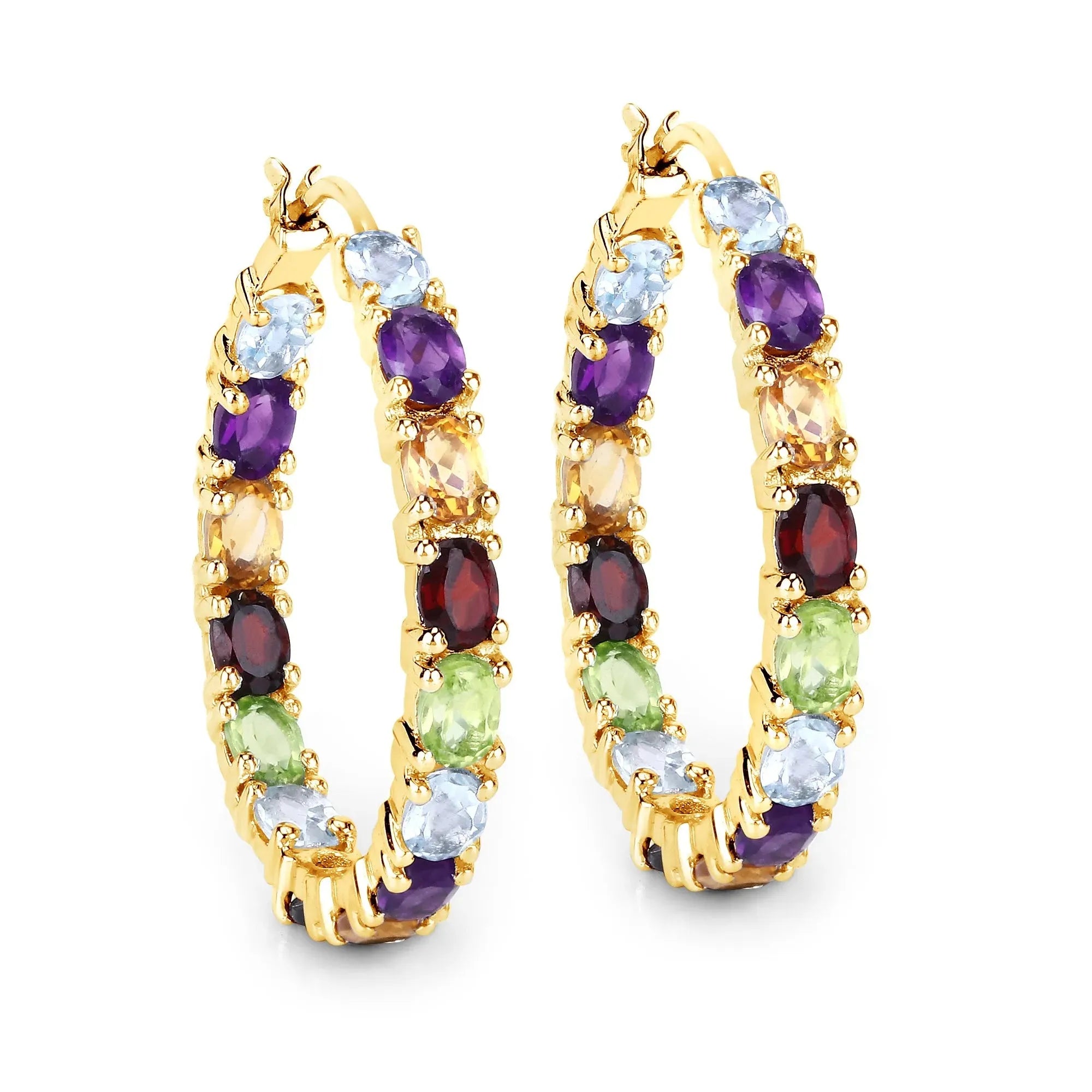 Stylish Multi-Colored Stone Hoop Earrings for Women - Trendy Bohemian Jewelry for Everyday Wear & Special Occasions