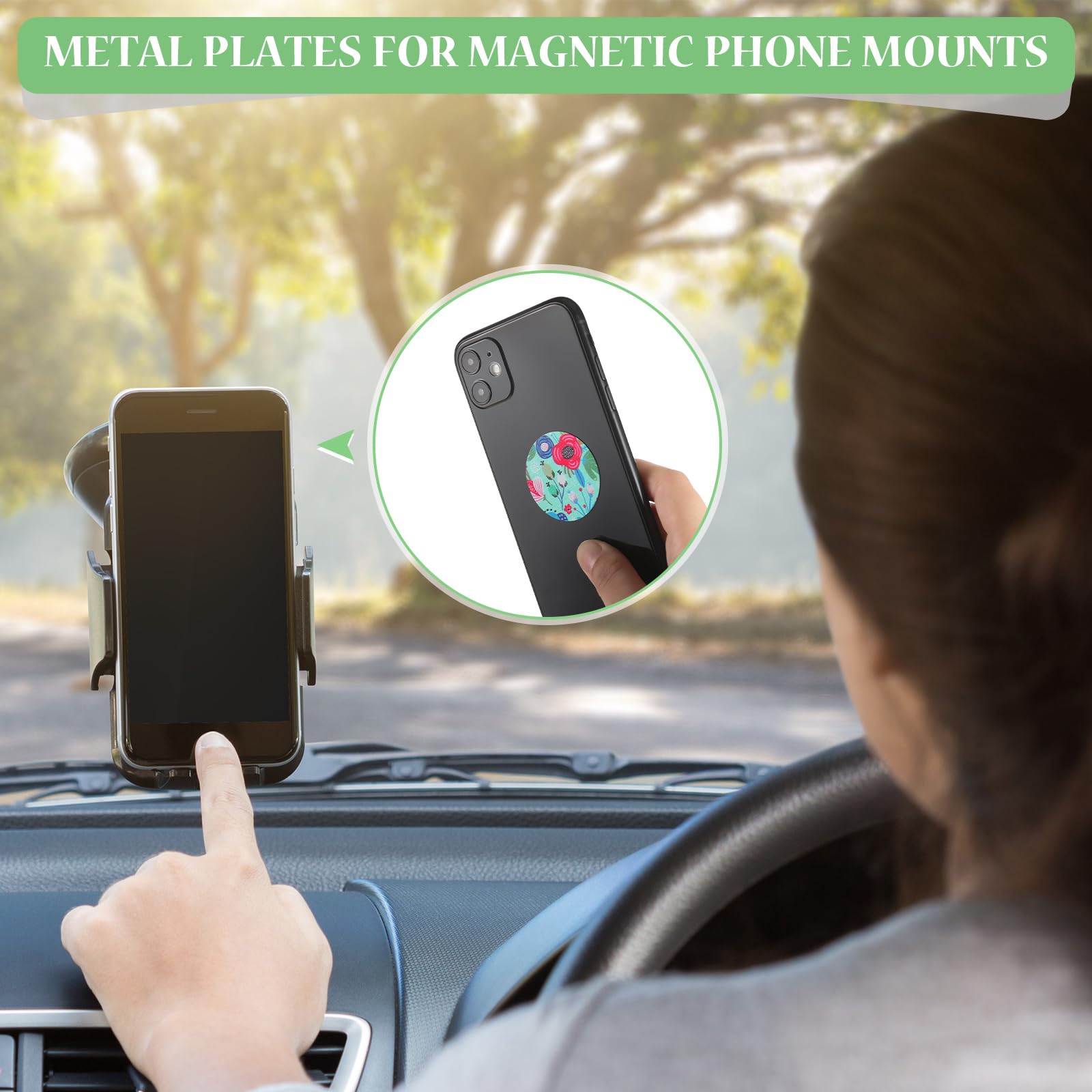 Weewooday 8-Pack Magnetic Phone Mount Plates for Car - Universal Metal Adhesive Stickers Compatible with Magnetic Car Mount Holders (Summer Flower Design) - Perfect for Hands-Free Driving, GPS Navigation & Road Trips