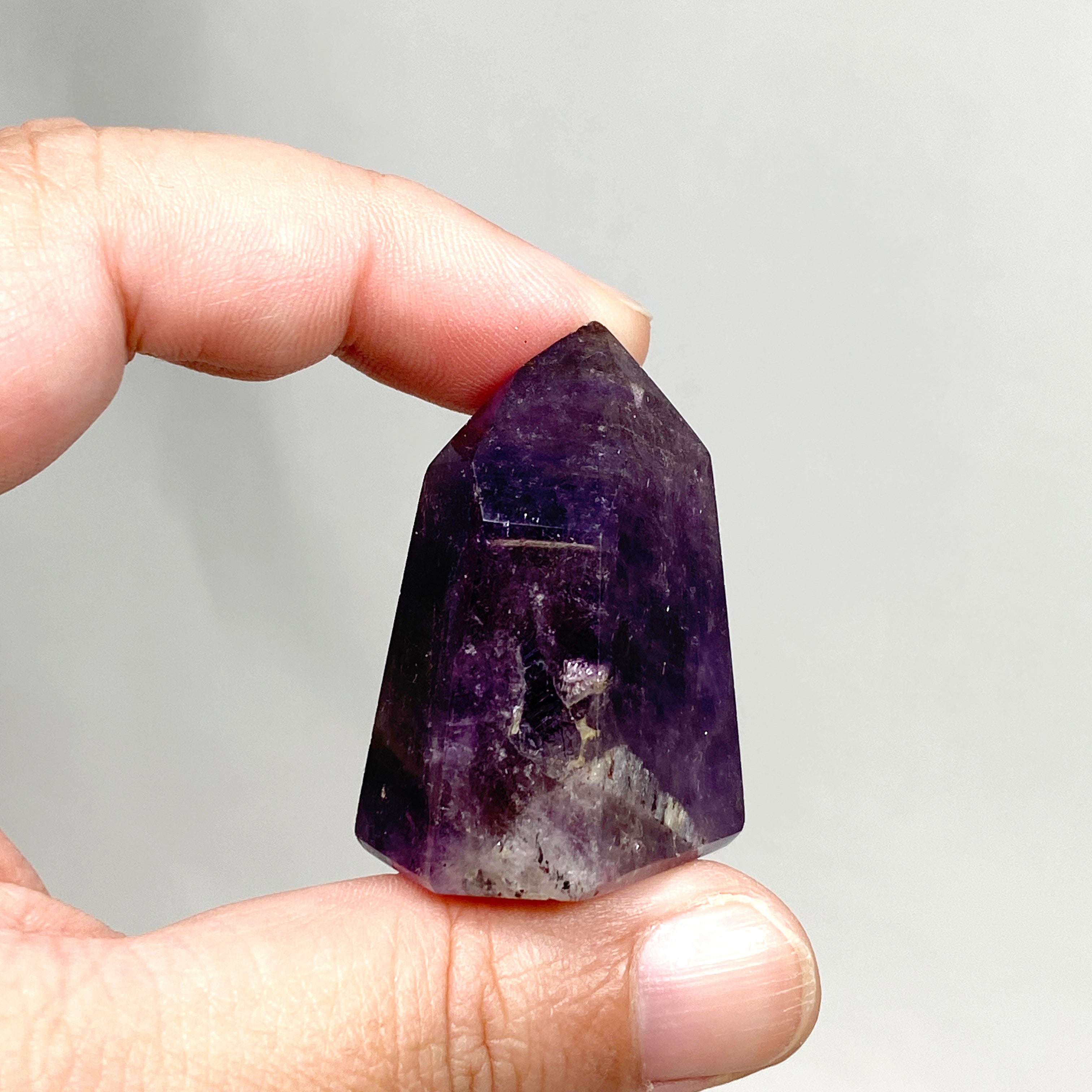 Natural Smokey Amethyst & Clear Quartz Crystal Point - Healing Stone for Meditation, Reiki, Chakra Balancing & Home Decor (CR3441) - Perfect for Spiritual Healing, Yoga Practice & Positive Energy