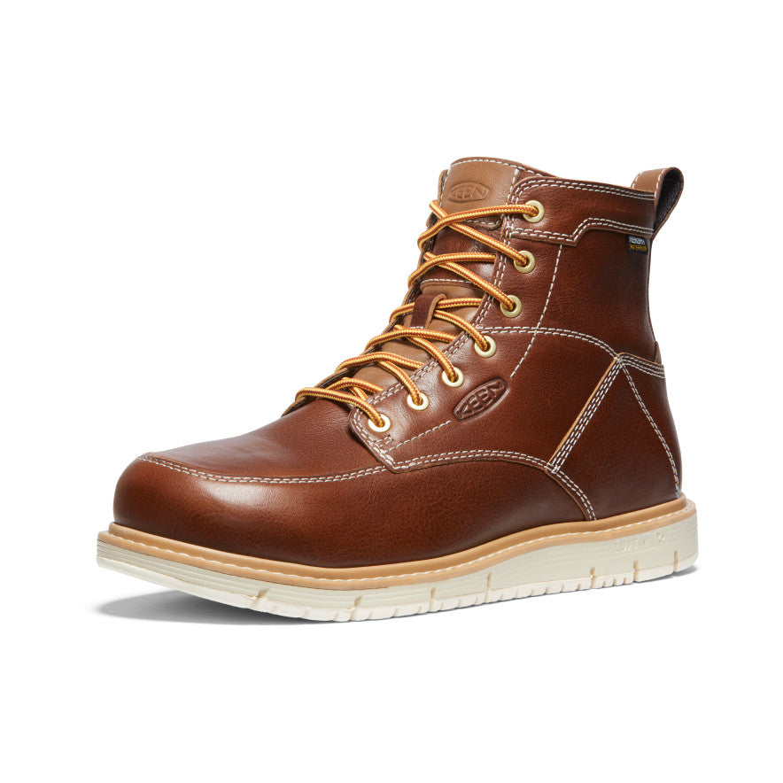 Men's San Jose 6 Waterproof Work Boots with Aluminum Toe - Tortoise Shell/Star White - Durable Safety Boots for Construction, Hiking & Outdoor Work