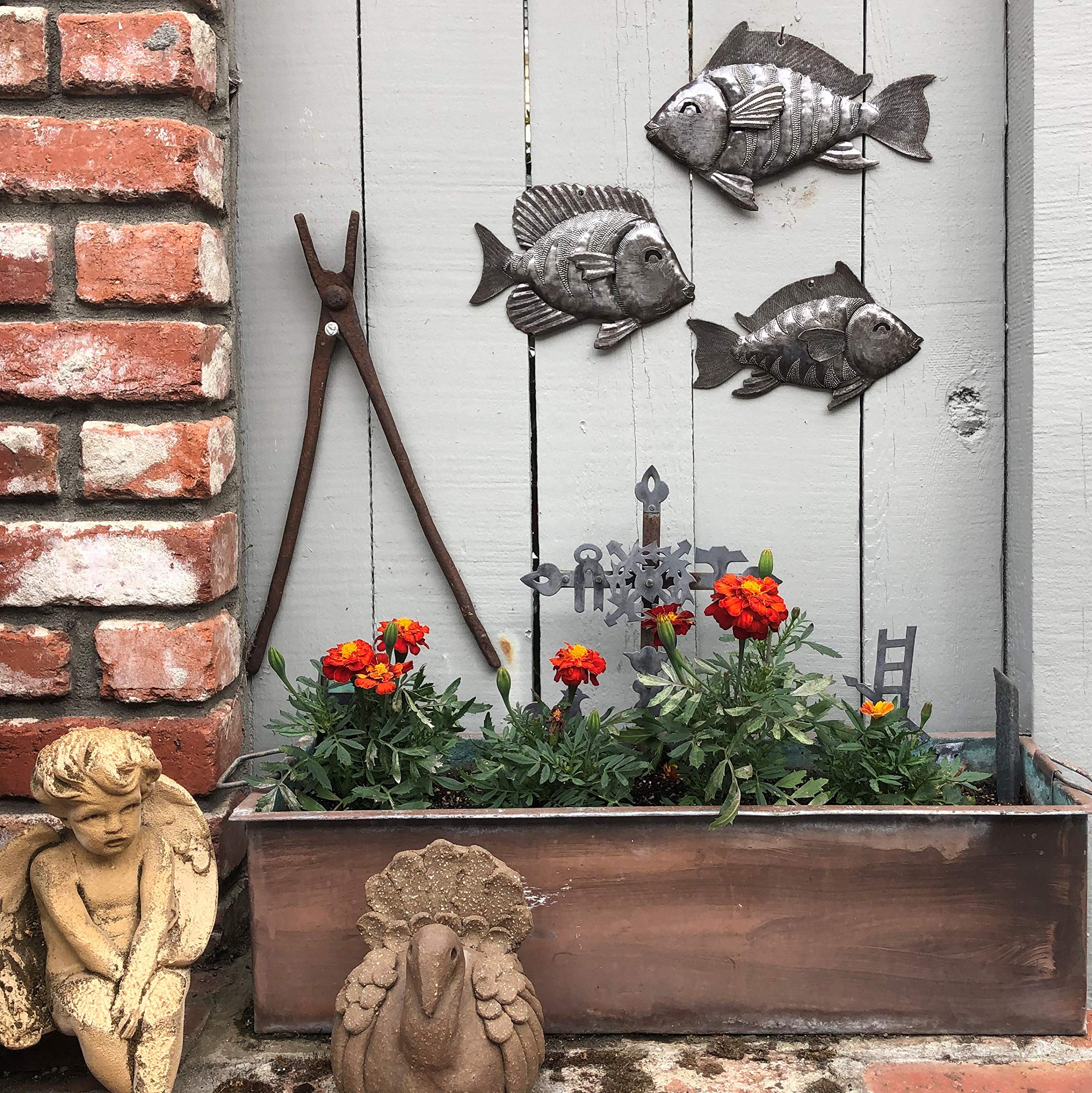 Haitian Metal Art Nautical Fish Wall Decor - Set of 3 Coastal Fish Wall Hangings, Beach Themed Home Decor for Living Room, Bedroom or Office - Perfect for Coastal, Nautical and Tropical Interior Design Styles