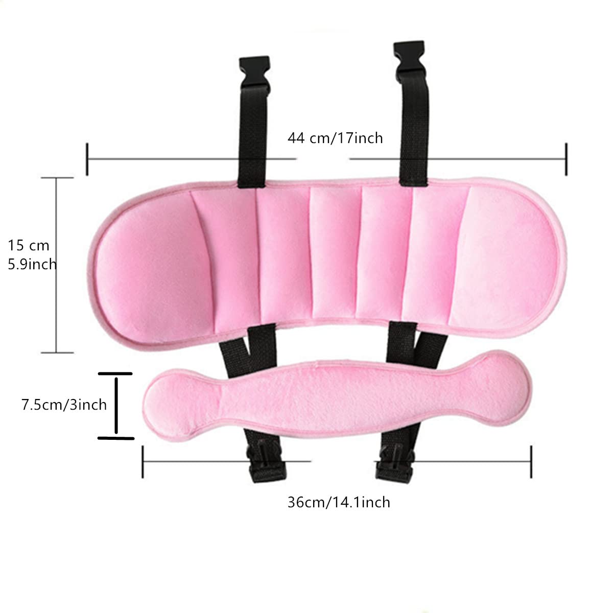 Adjustable Pink Car Seat Head Support Band for Infants and Babies - Safety Neck Relief for Comfortable Travel in Cars, Strollers, and High Chairs