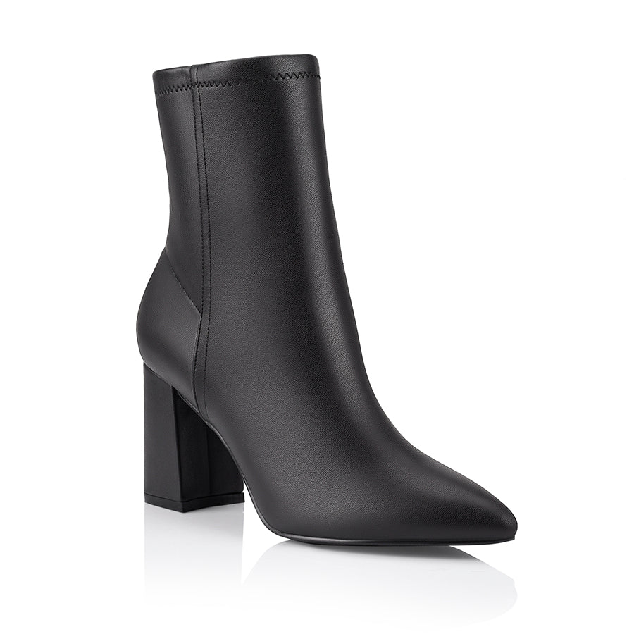 Max Stretch Ankle Boots for Women - Comfortable Black Stretch Booties with Side Zipper | Perfect for Work, Casual Outfits & Winter Fashion