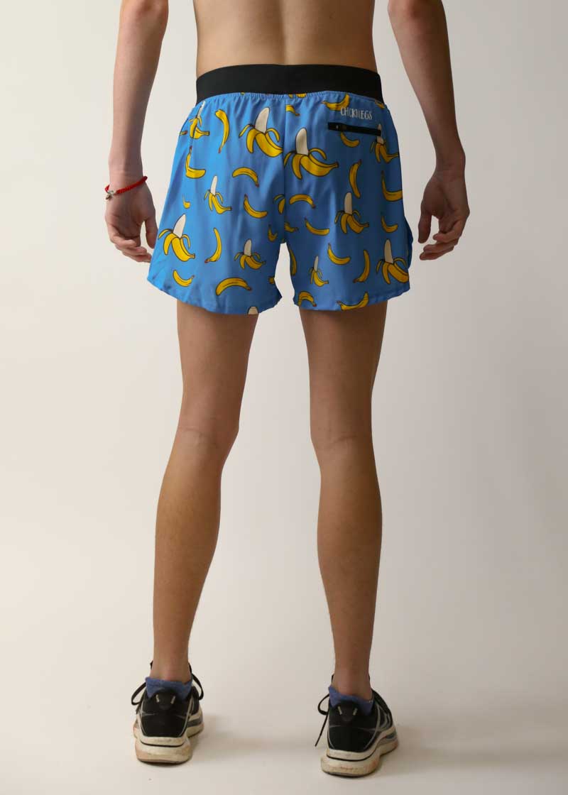 **Men's Blue Bananas 4 Half Split Running Shorts – Lightweight & Breathable for Gym, Jogging & Outdoor Sports**