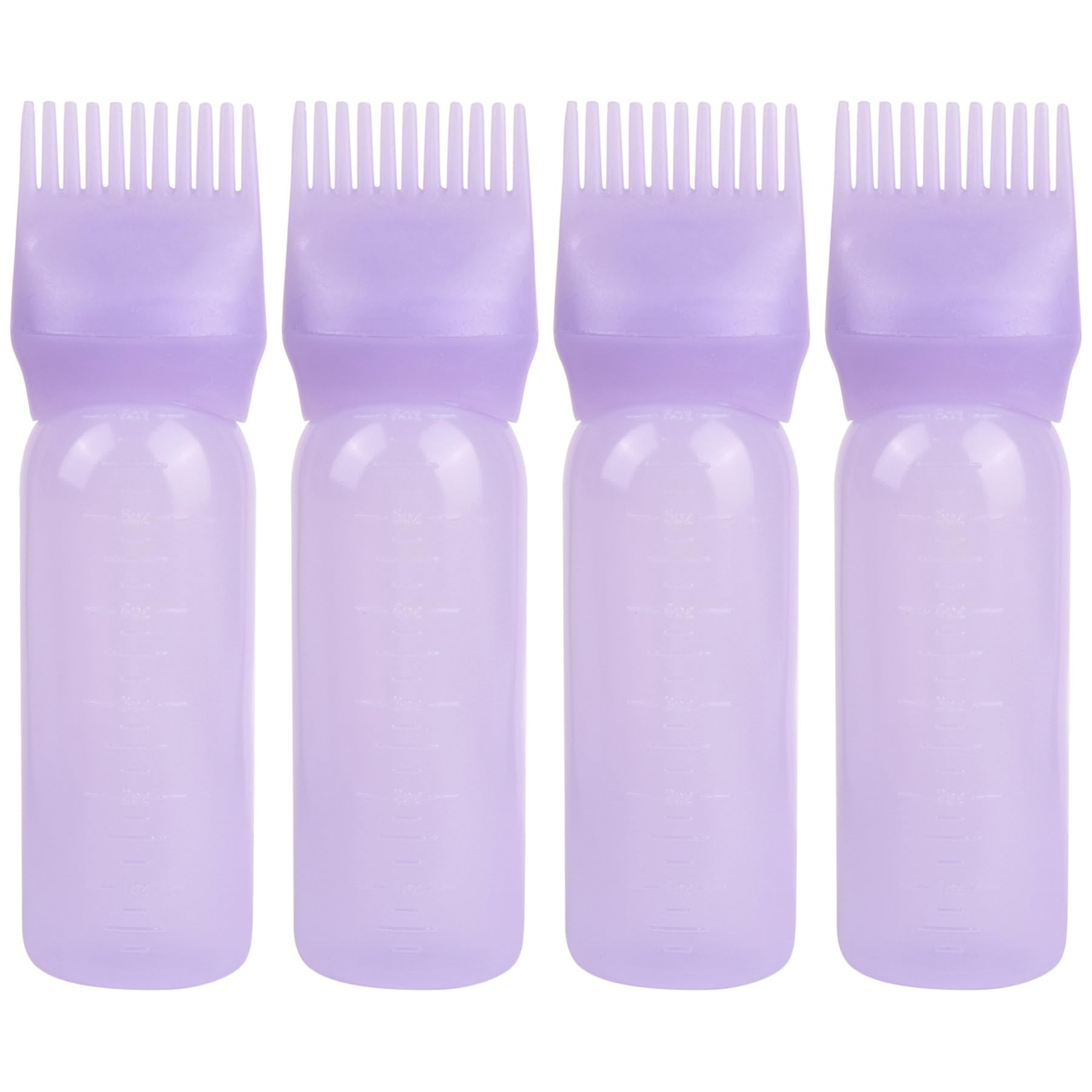 4 Pack Purple Root Touch Up Hair Dye Applicator Bottles with Brush & Graduated Scale - Perfect for At-Home Hair Coloring & Salon Use