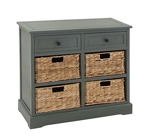 Deco 79 Wooden Storage Organizer with 4 Baskets & 2 Drawers - 30 x 13 x 28 Inches, Turquoise - Perfect for Bedroom Closet, Bathroom, Nursery or Entryway Organization