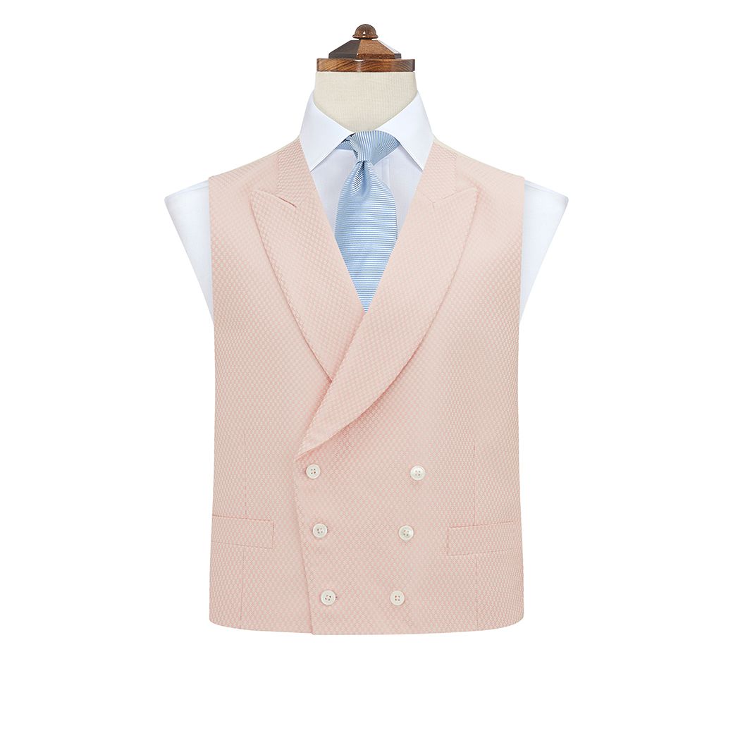 Hayward Pale Pink Geometric Wool Silk Waistcoat for Women - Elegant Vintage Vest for Office, Wedding & Special Occasions