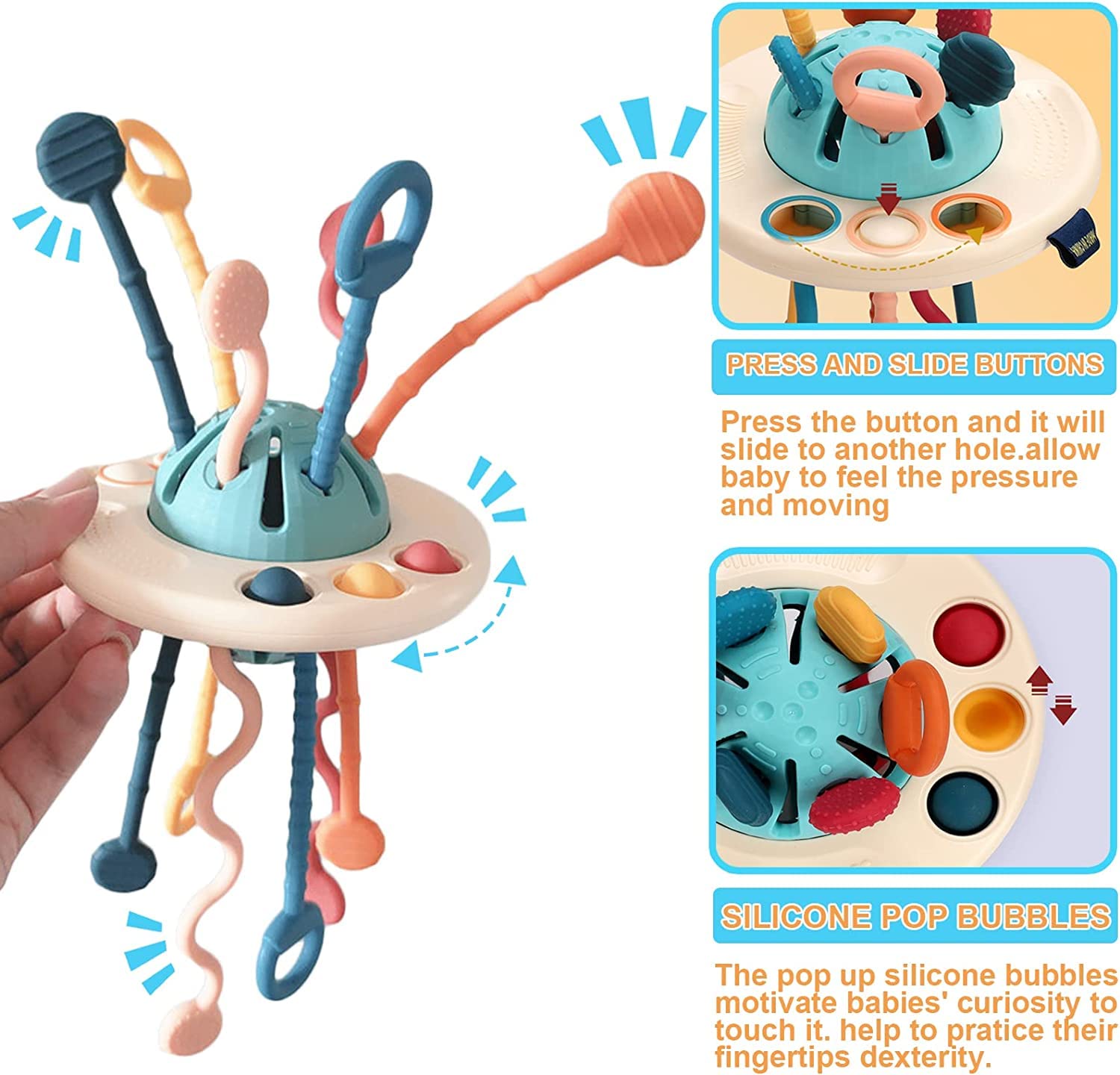 Montessori Sensory Toys for 1 Year Old - Food Grade Silicone Pull String Teething Toys for Babies & Toddlers - Early Educational Fine Motor Skills Activity Toys - Perfect Birthday Gift for 18M+ - Ideal for Daycare, Home Play & Travel Learning Activities