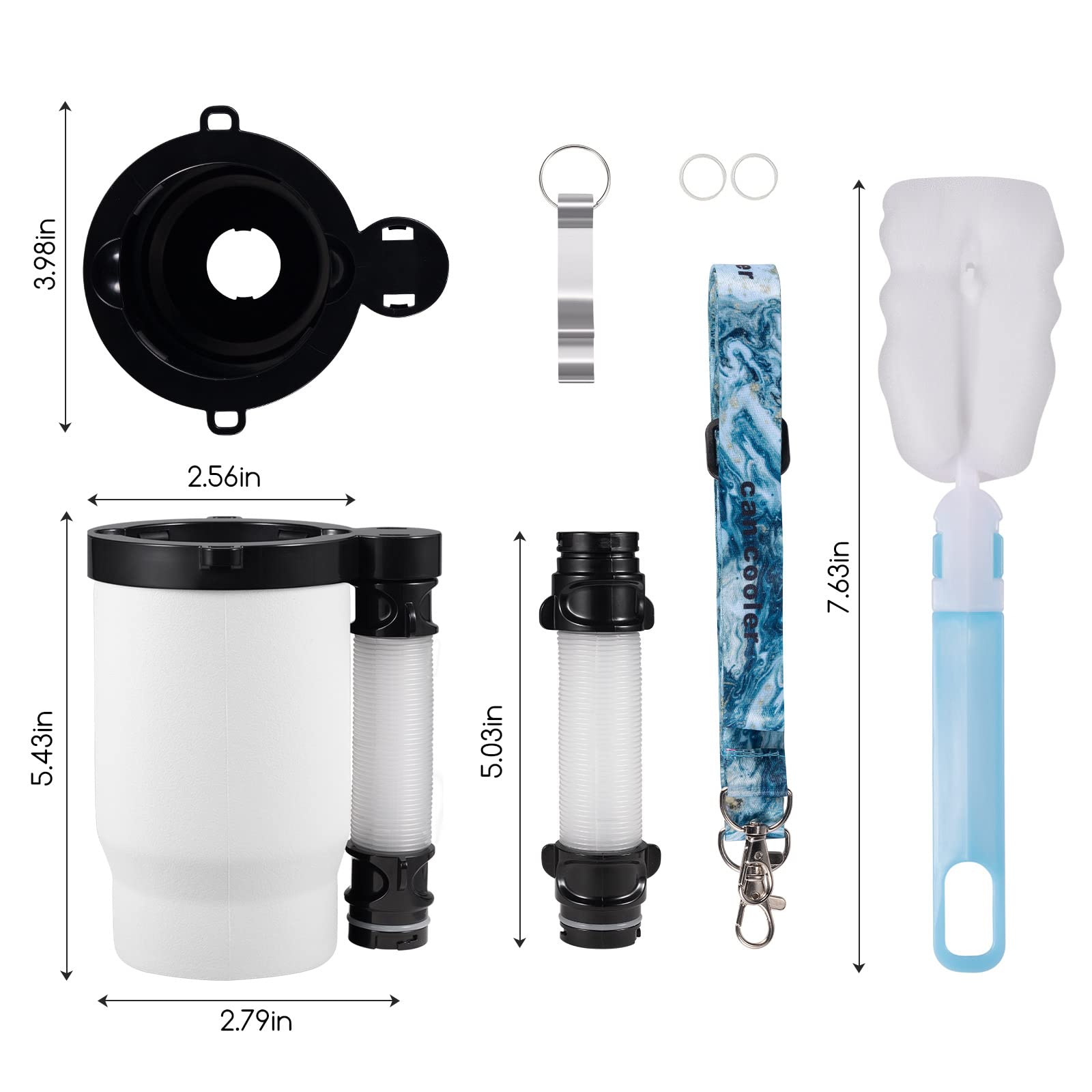 Portable Insulated Drink Funnel with Detachable Expandable Hose - Reusable Can & Bottle Cooler Cup for Outdoor Activities, Camping, BBQs, Travel & More - White | Perfect for Picnics, Tailgating, Beach Trips, Hiking & Road Trips | Keep Beverages Cold Anywhere - Ideal for Backyard Parties, Sports Events, Family Gatherings & Summer Adventures