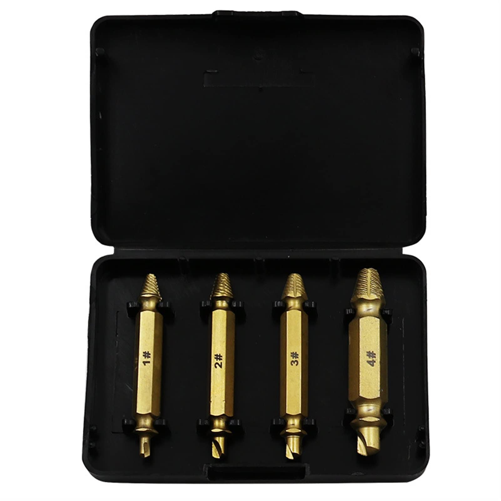 KIRANDY Titanium Plated Damaged Screw Extractor Set - 5pcs High Speed Drill Bits Guide for Stripped Bolt & Stud Removal - Essential Automotive & Home Repair Tool Kit (Color: 5pcs-a) - Perfect for DIY Projects, Furniture Assembly, and Machinery Maintenance