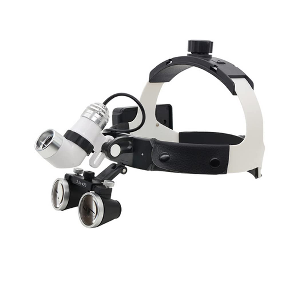 3.5X Magnification LED Headlight Binocular Loupes - 3W Surgical & Dental Glasses with Adjustable Headband for Dentists, Surgeons, and Jewelers