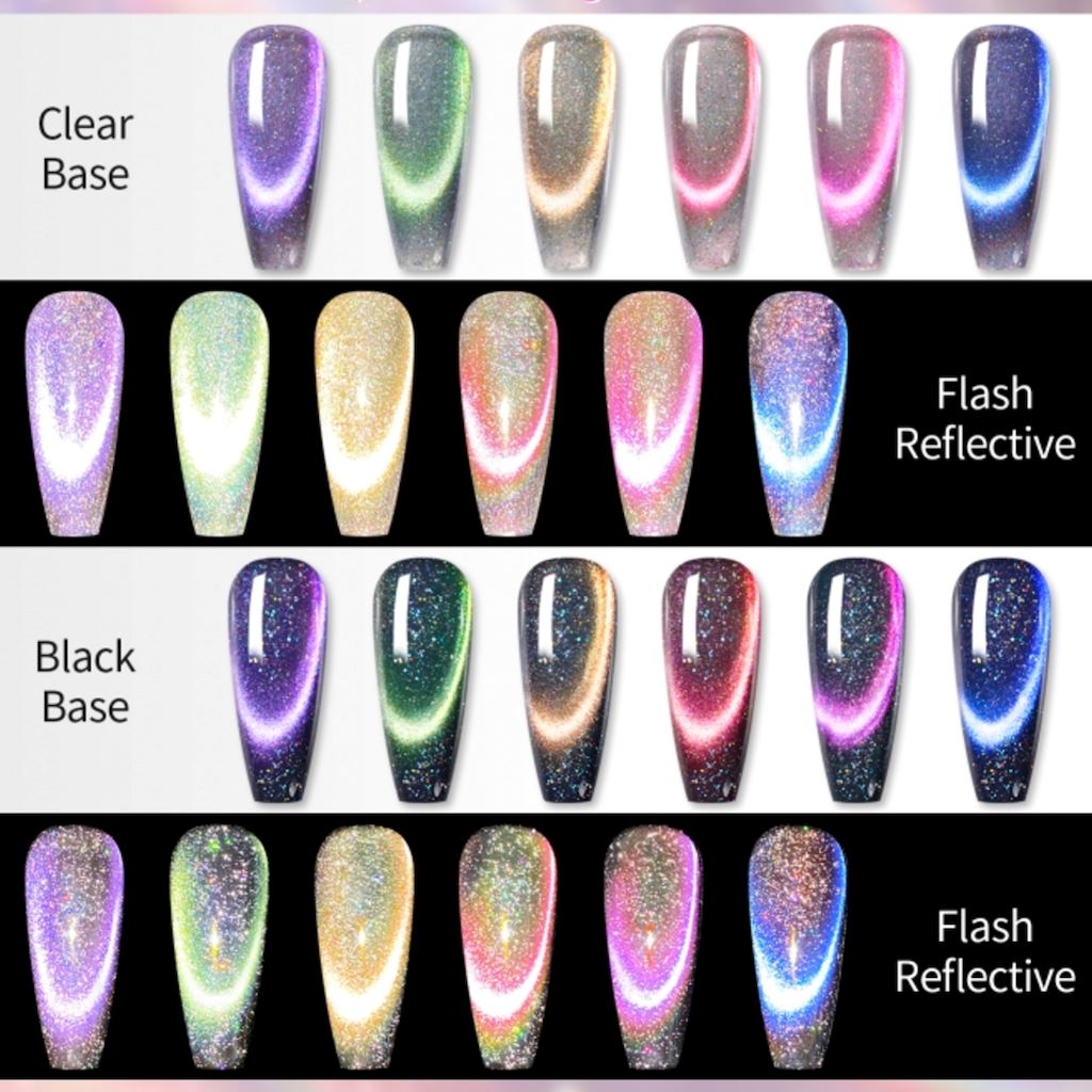 6 Colors Reflective Cat Eye Gel Nail Polish Set - Long Lasting UV LED Nail Art for Salon & Home Manicure