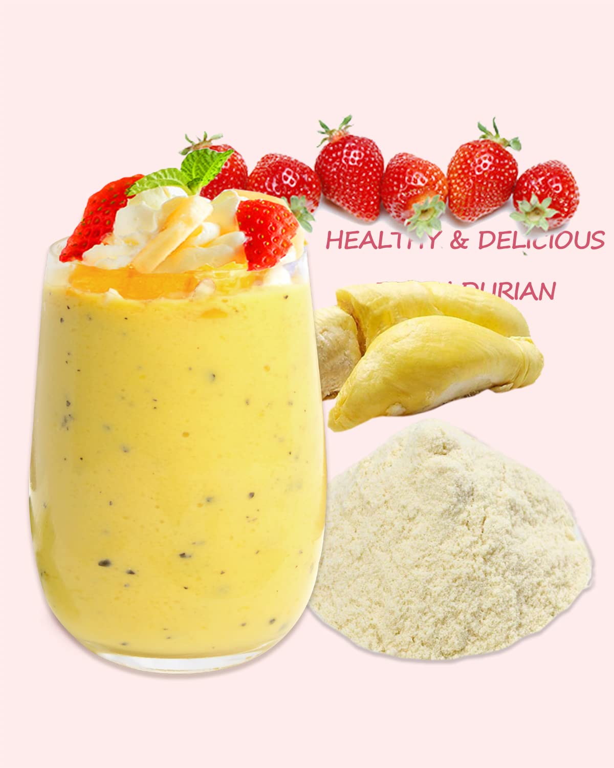 Premium Freeze-Dried Durian Powder - 100% Natural Durian Fruit Powder, 3.5oz for Smoothies, Baking & Healthy Drinks - Perfect for Desserts, Protein Shakes & Asian Cuisine