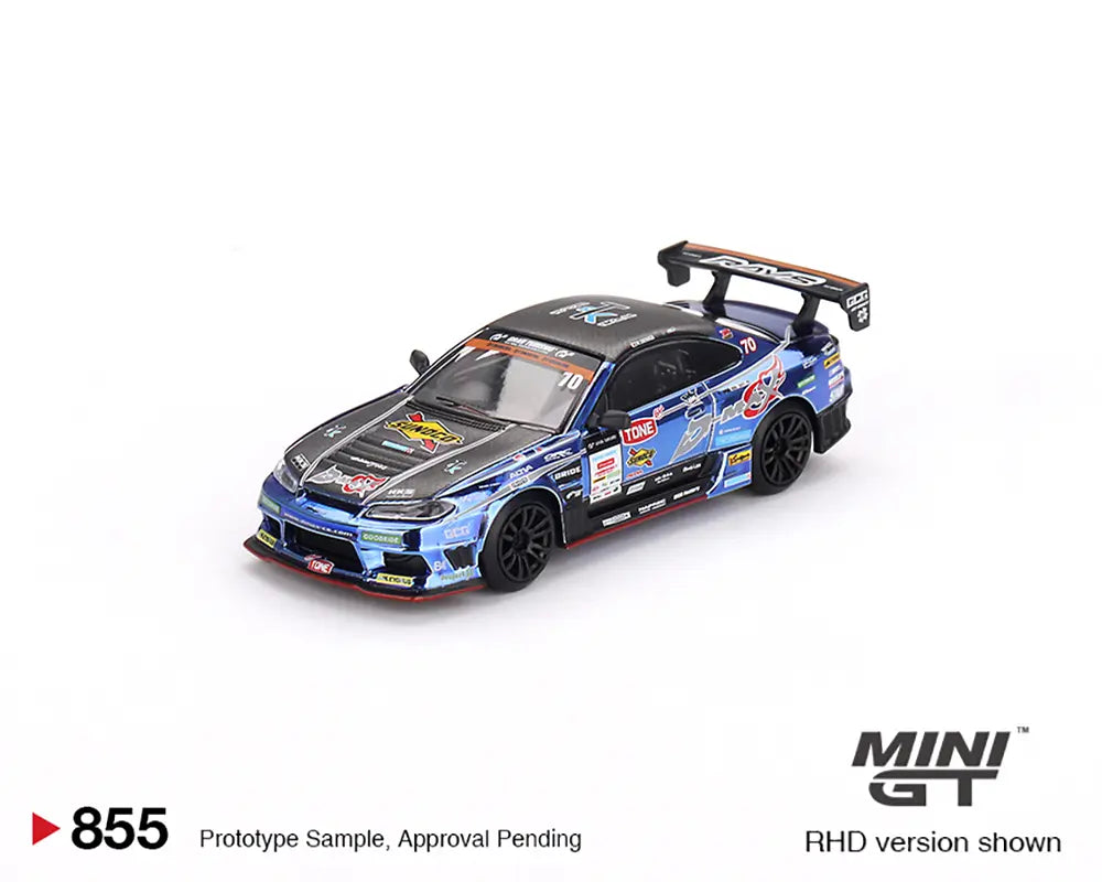 PREORDER MINI GT 1:64 Nissan Silvia S15 D MAX #70 Racing Car - 2023 D1 Grand Prix Japan Limited Edition Diecast Model - Perfect for Collectors, Racing Enthusiasts & Display Showcase